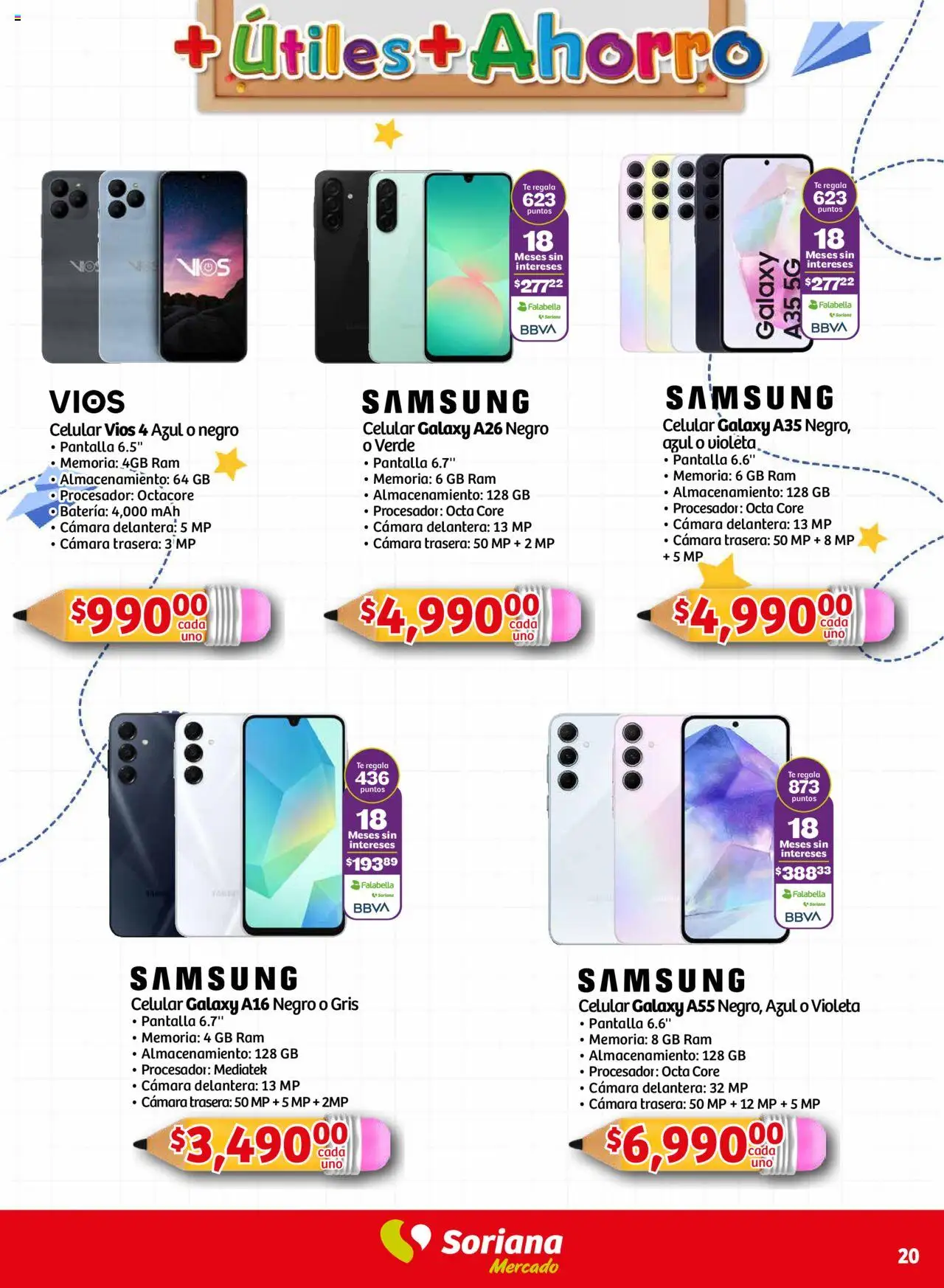 Nuevas ofertas de Soriana válidas en toda la República Mexicana desde el 14.08.2025. ¡Encuentra las mejores ofertas en Soriana - Más Útiles más Ahorro Mercado Nacional! | Página: 20 | Productos: Cámara, Té, Batería