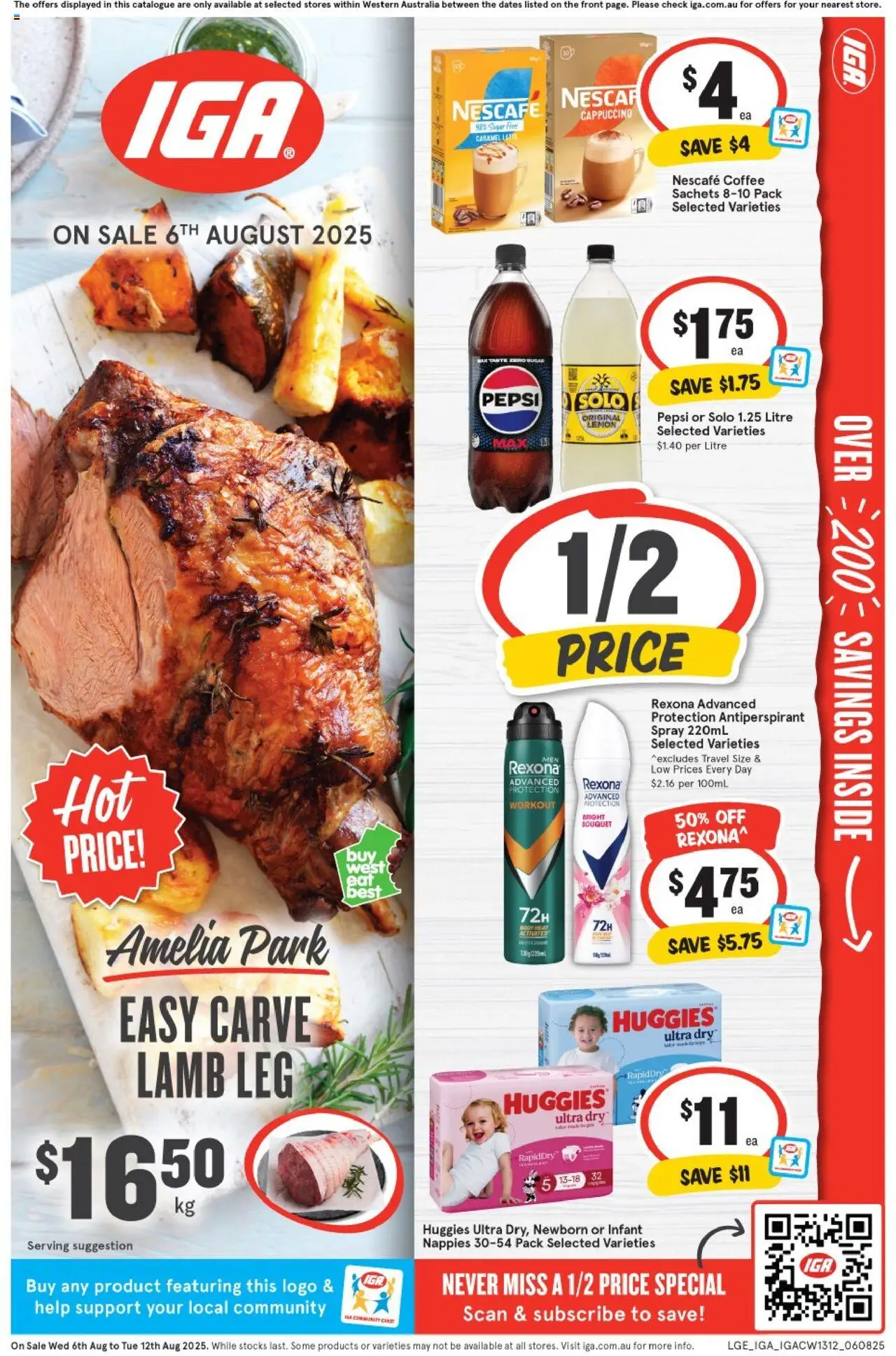 IGA catalogue - valid from 06.08.2025 | Page: 1 | Products: Antiperspirant, Pepsi, Sugar, Lemon