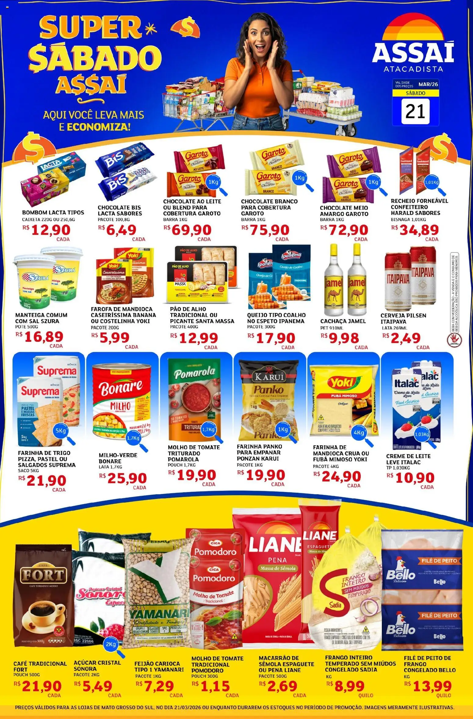 Assaí Atacadista Folheto - válido de 21.03.2026 | Página: 1 | Produtos: Alho, Feijão, Pao de alho, Creme