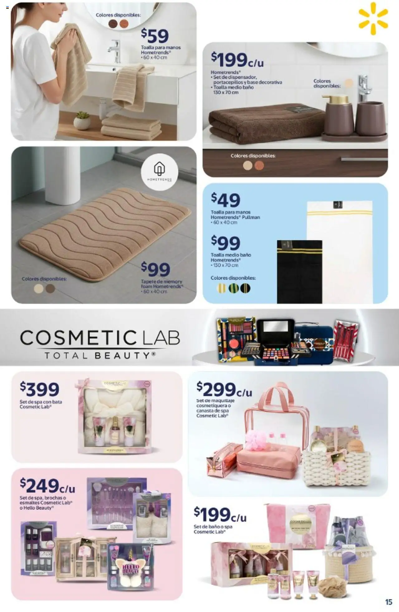 Nuevas ofertas de Walmart válidas en toda la República Mexicana desde el 14.10.2025. ¡Encuentra las mejores ofertas en Walmart - Folleto! | Página: 15 | Productos: Toalla, Canasta, Bata, Maquillaje