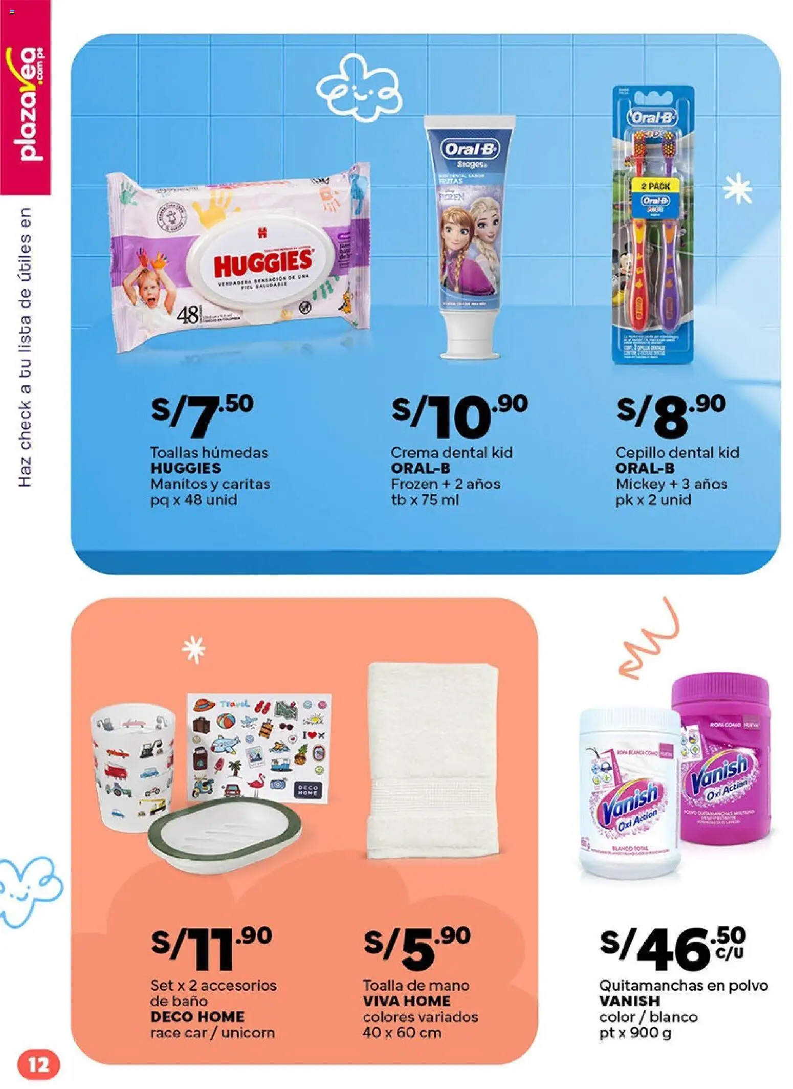 Catálogo Plaza Vea válido desde 02.03.2026 | Página: 12 | Productos: Baño, Toalla, Crema, Polvo