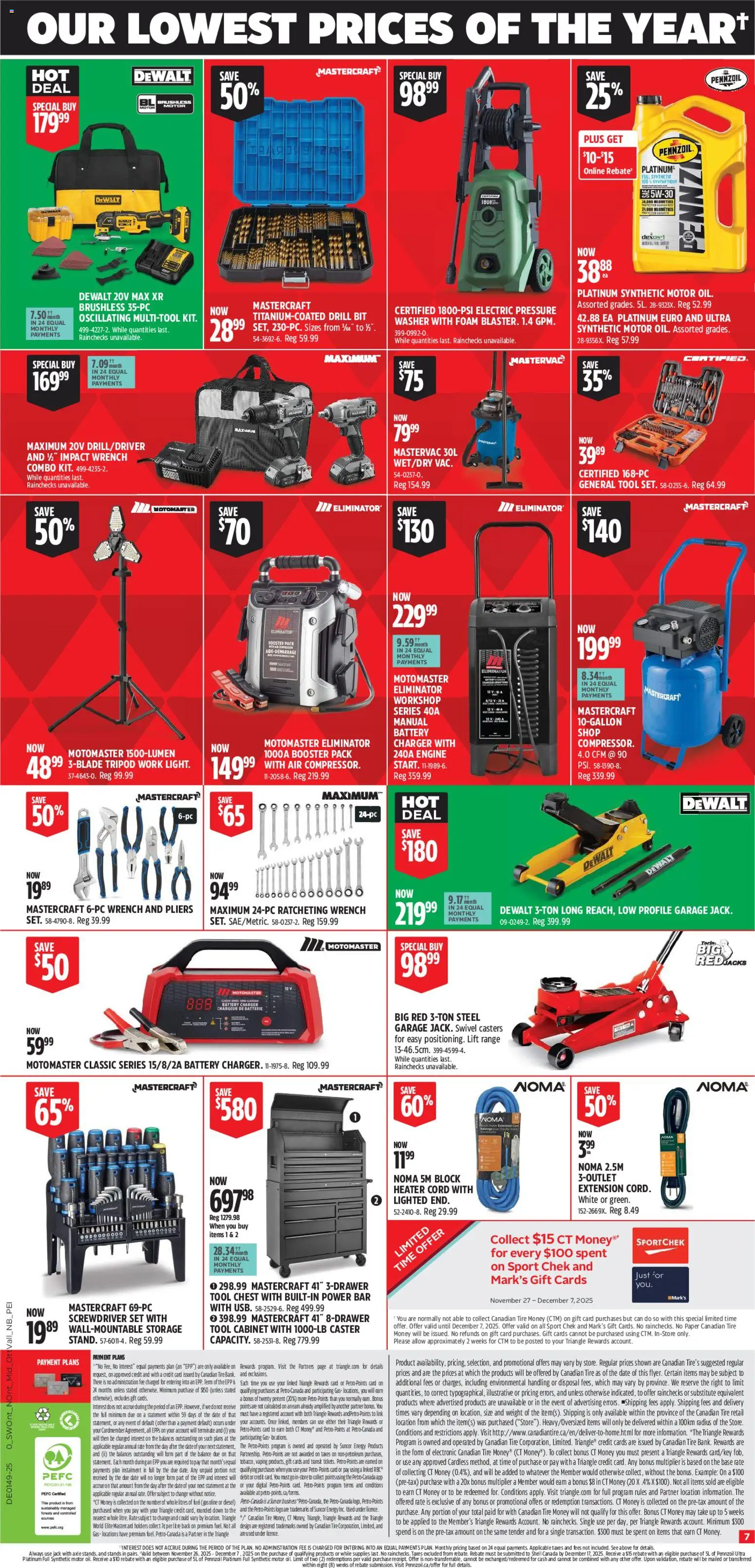 Canadian Tire flyer valid from 27.11.2025 | Page: 7 | Products: Cabinet, Battery