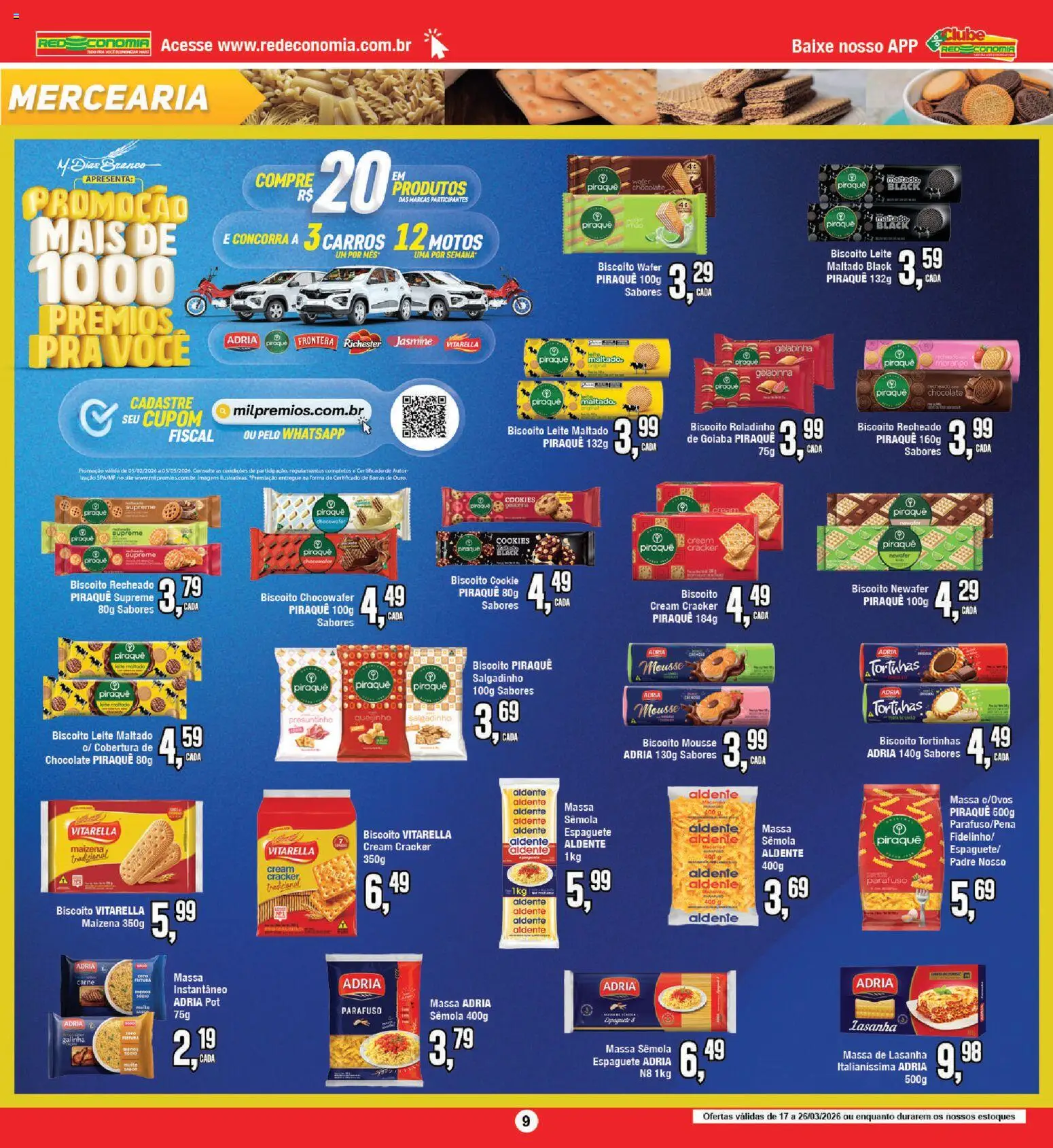 RedEconomia Folheto - válido de 17.03.2026 | Página: 9 | Produtos: Espaguete, Chocolate, Massa, Cookies