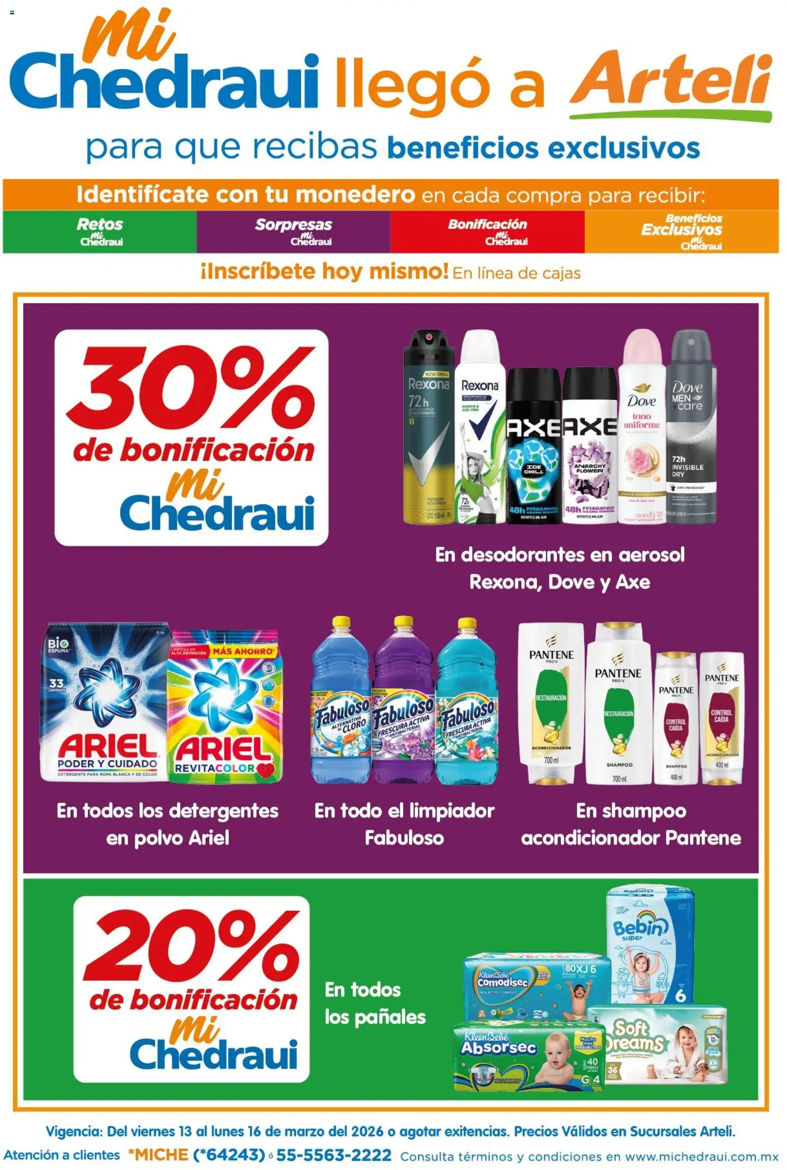 Nuevas ofertas de Arteli válidas en toda la República Mexicana desde el 13.03.2026. ¡Encuentra las mejores ofertas en Arteli folleto MiChedraui! | Página: 1 | Productos: Detergente, Cloro, Ropa, Fragancia