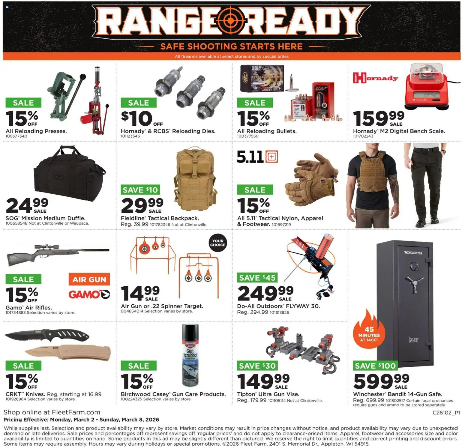 Mills Fleet Farm Range Ready - valid from 02.03.2026 | Page: 8 | Products: Safe, Gun, Ammo