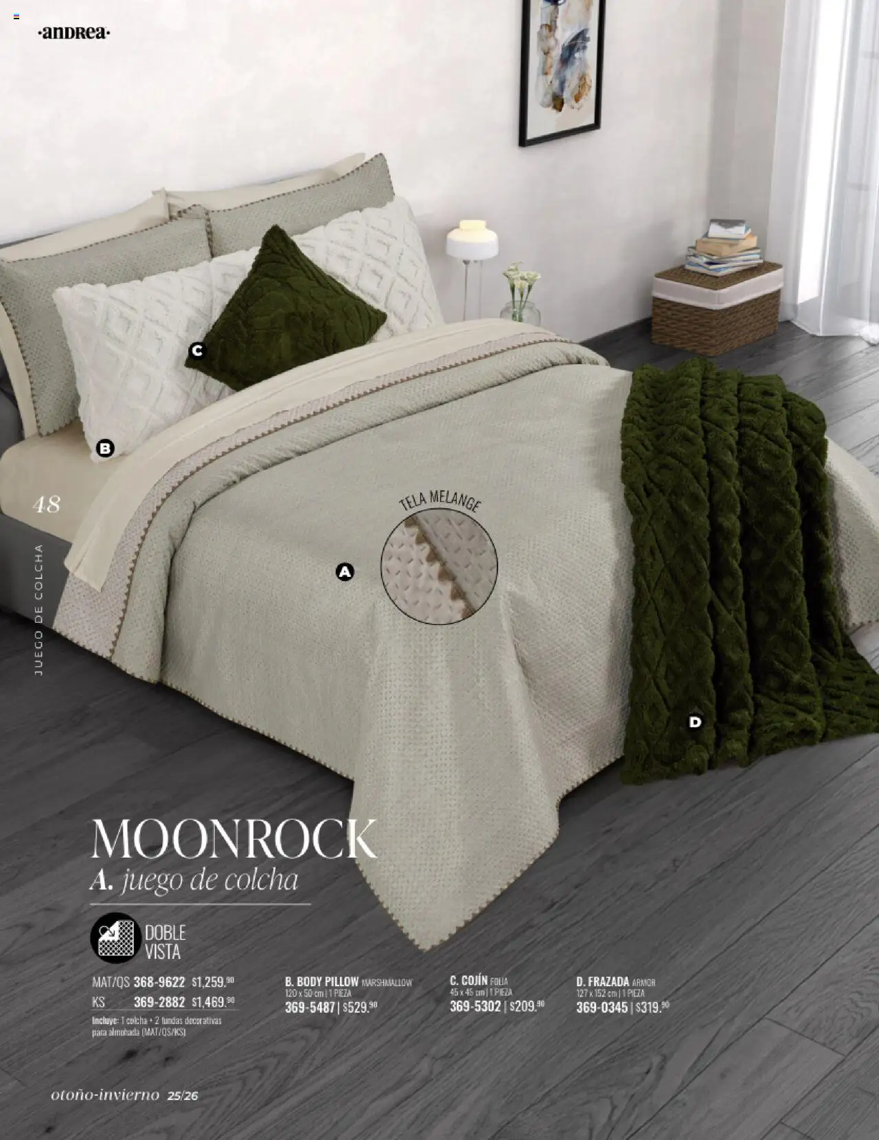 Nuevas ofertas de Andrea válidas en toda la República Mexicana desde el 24.08.2025. ¡Encuentra las mejores ofertas en Andrea - Catálogo Home - Otoño / Invierno! | Página: 48 | Productos: Juego, Almohada, Body