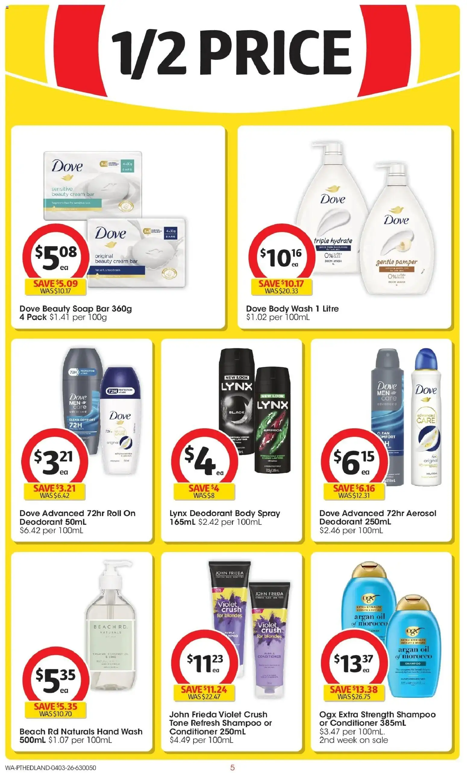 Coles catalogue - valid from 04.03.2026 | Page: 5 | Products: Oil, Deodorant, Argan oil, Hand wash
