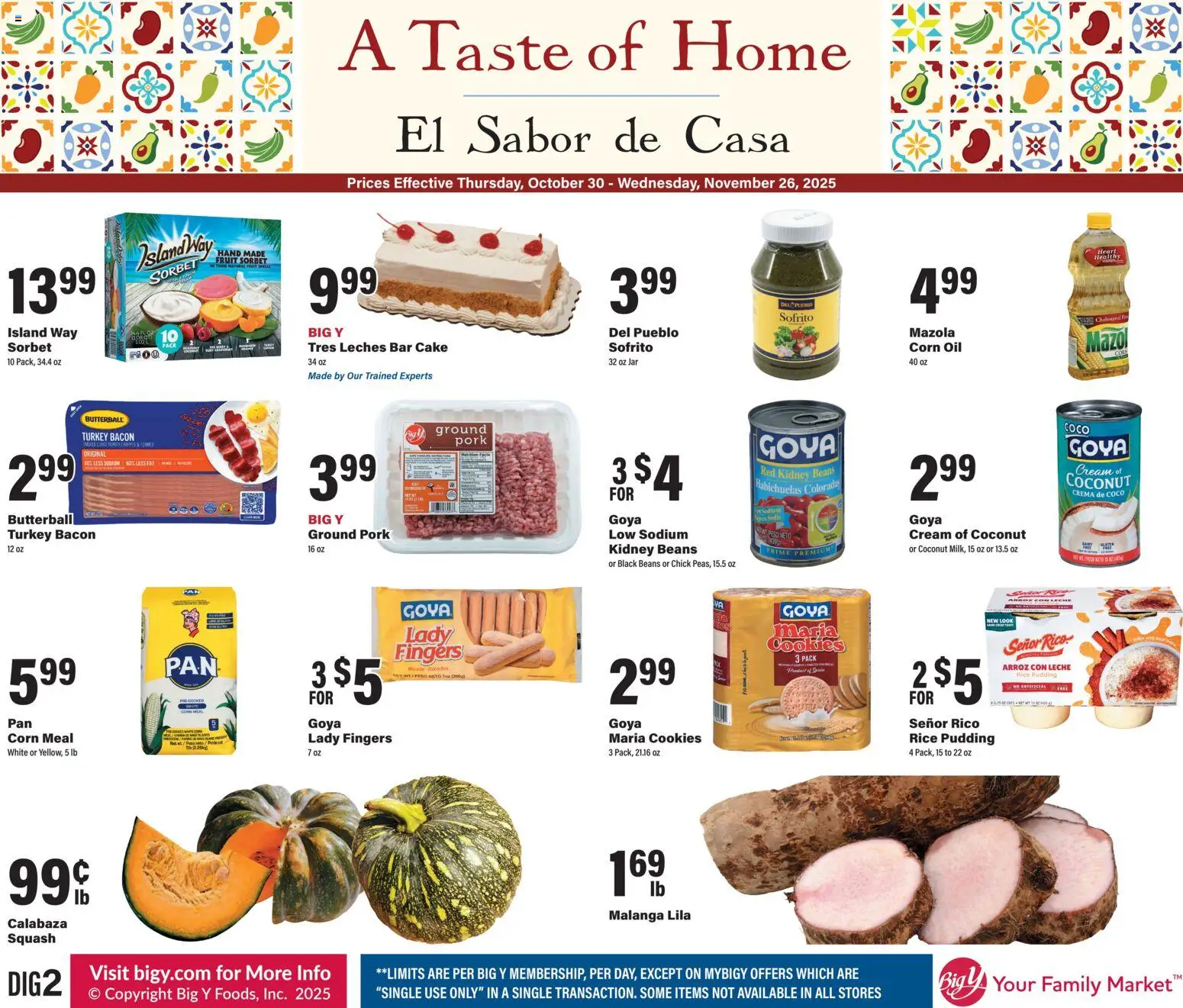 Big Y A Taste of Home - valid from 30.10.2025 | Page: 1 | Products: Pork, Rice, Tea, Cookies