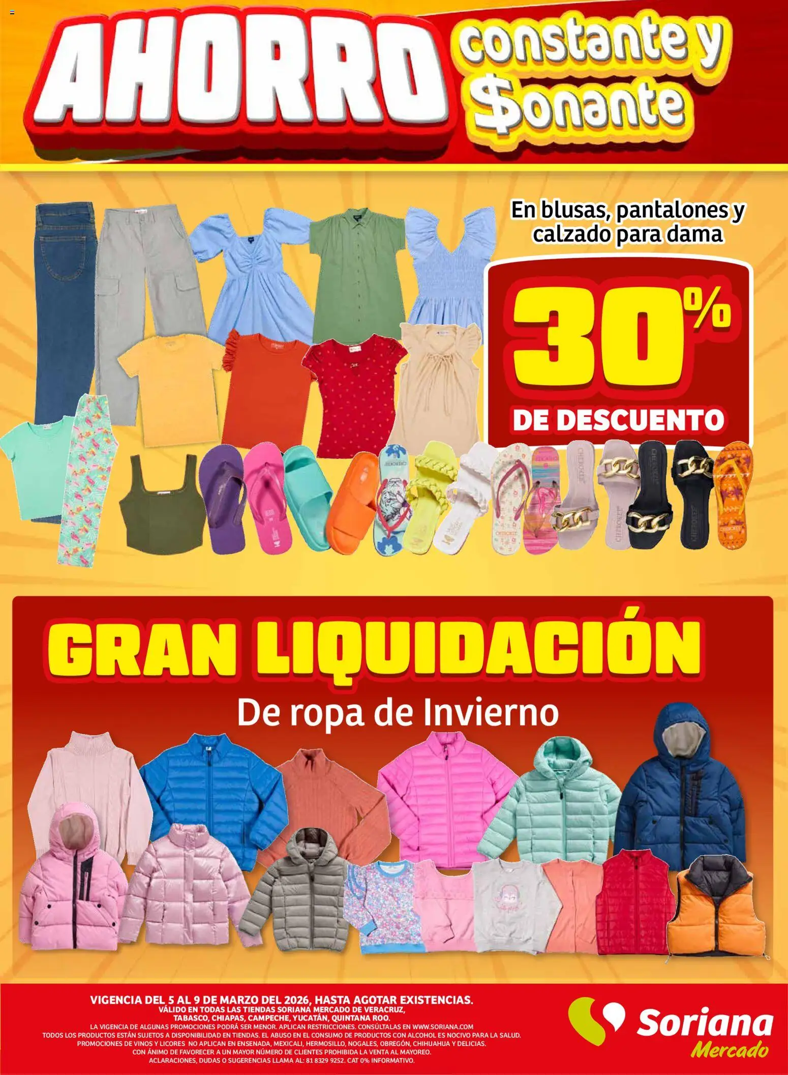 Nuevas ofertas de Soriana válidas en toda la República Mexicana desde el 05.03.2026. ¡Encuentra las mejores ofertas en Soriana Fin de Semana Mercado: Ver, Tab, Chis, Camp, Yuc y Q. Roo! | Página: 7 | Productos: Pantalones, Ropa
