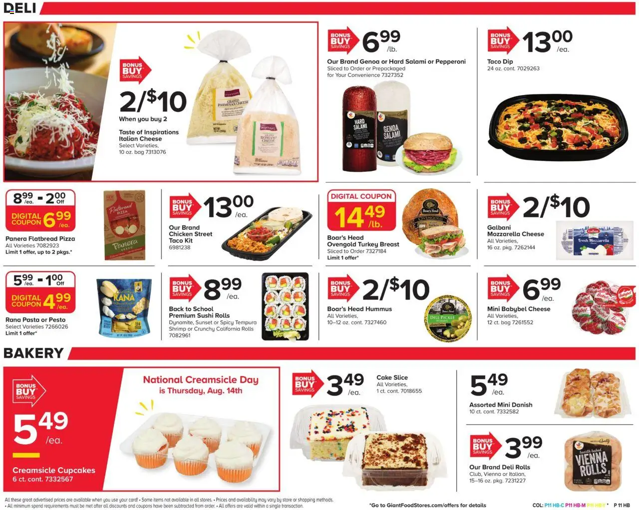 Giant Weekly Ad - valid from 08.08.2025 | Page: 17 | Products: Bakery, Cheese, Salami, Pizza