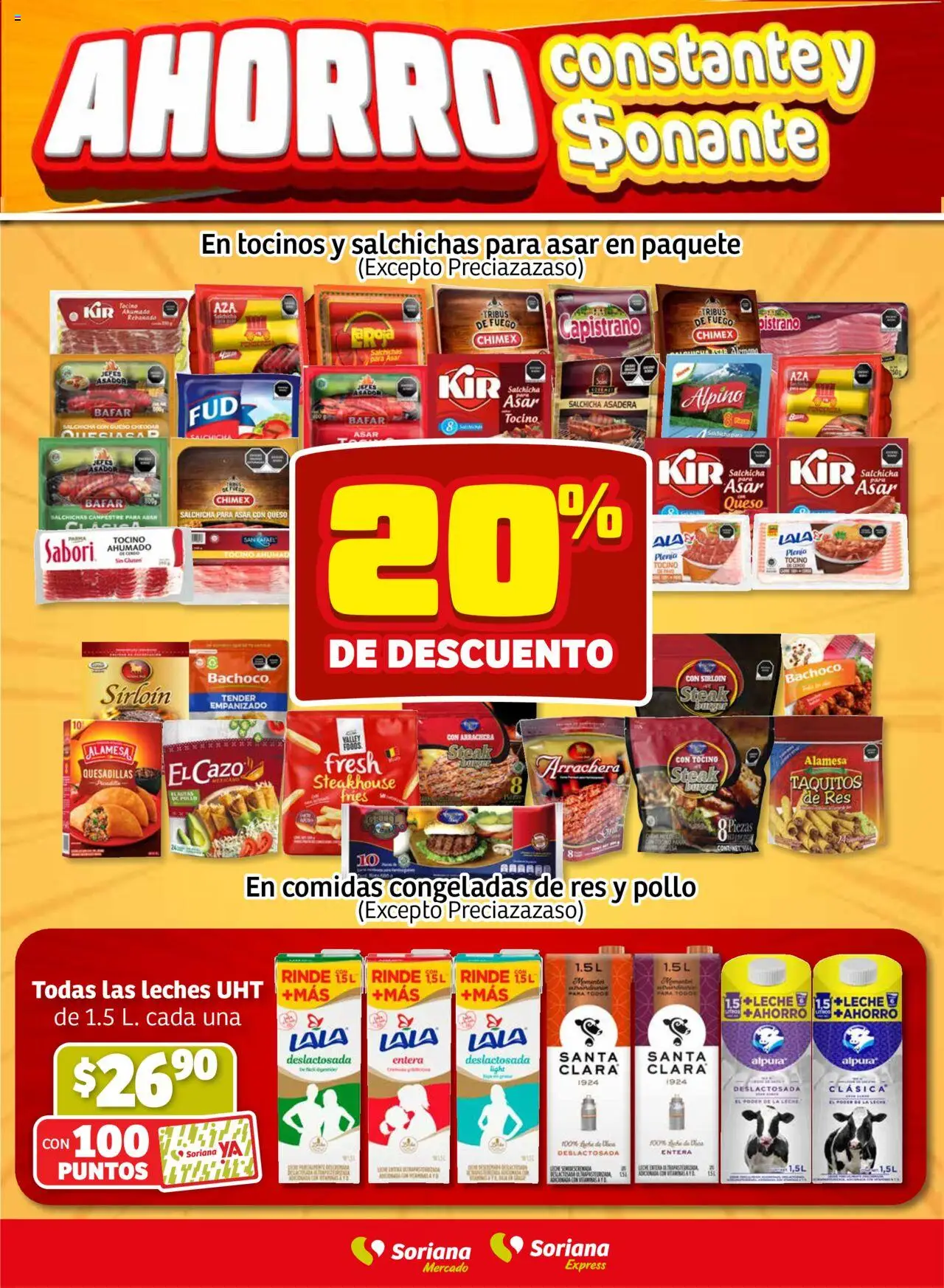 Nuevas ofertas de Soriana válidas en toda la República Mexicana desde el 02.10.2025. ¡Encuentra las mejores ofertas en Soriana - Fin de Semana Mercado: Ags, Nay, Jal, Qro, Col, Mich, Gto, Hgo, Tlax, Mor, Pue, Gro, Oax, Edo. de Mex, CDMX, Zac y SLP! | Página: 3 | Productos: Pollo, Salchicha, Queso, Res