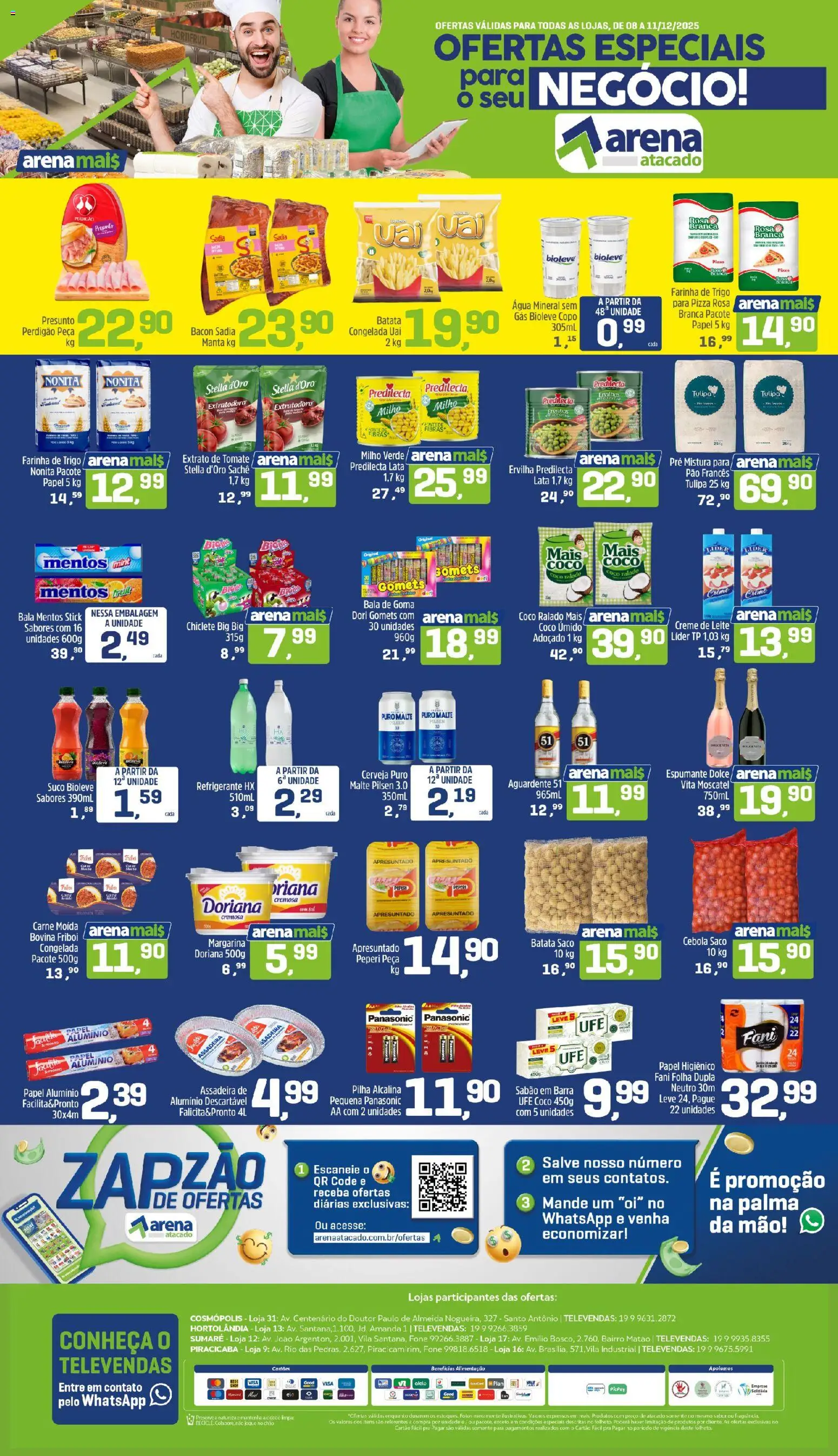Arena Atacado Folheto - válido de 08.12.2025 | Página: 1 | Produtos: Sabão em barra, Pizza, Batata, Assadeira