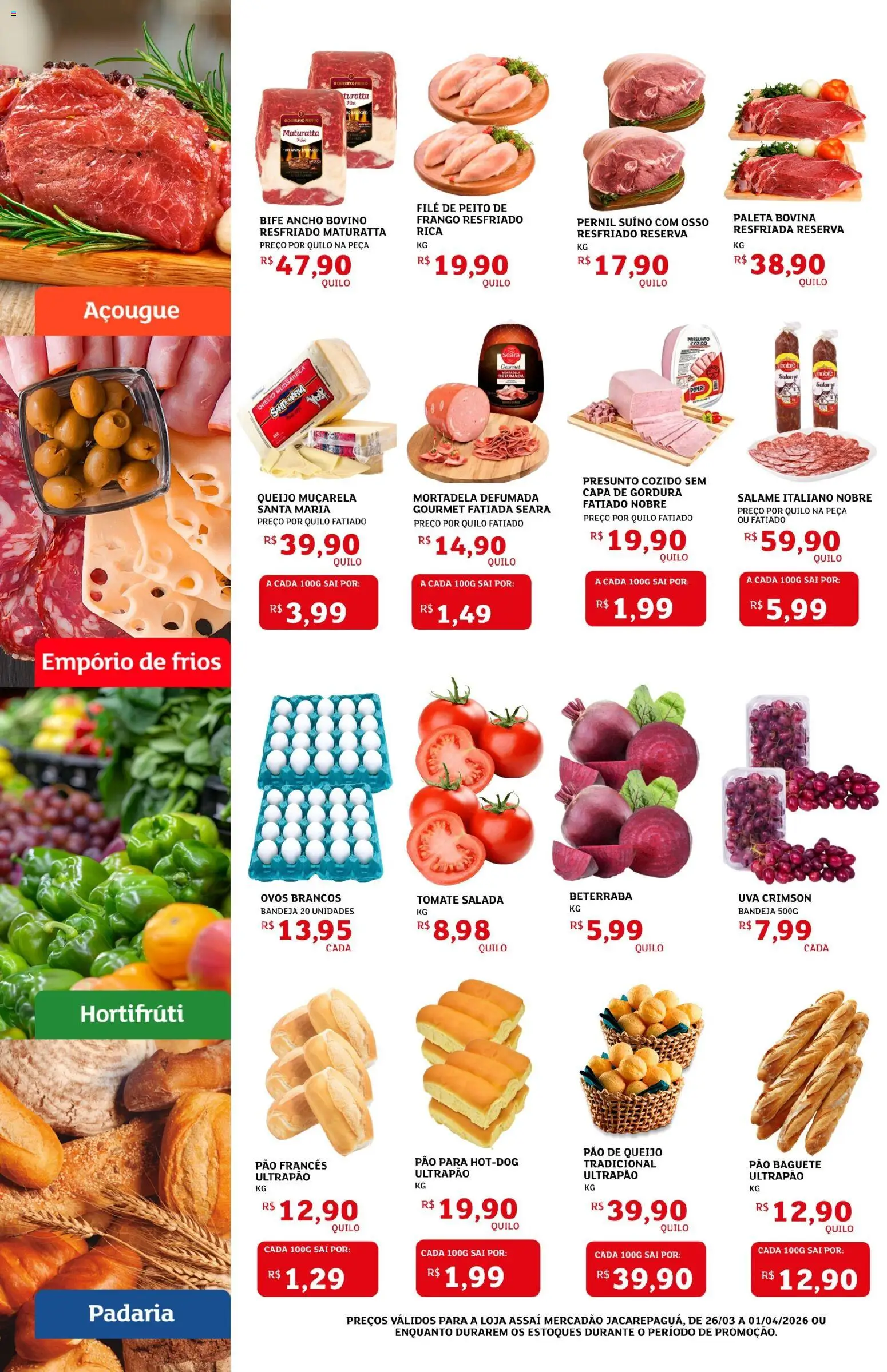 Assaí Atacadista Folheto - válido de 26.03.2026 | Página: 2 | Produtos: Beterraba, Pernil, Pão, Salame