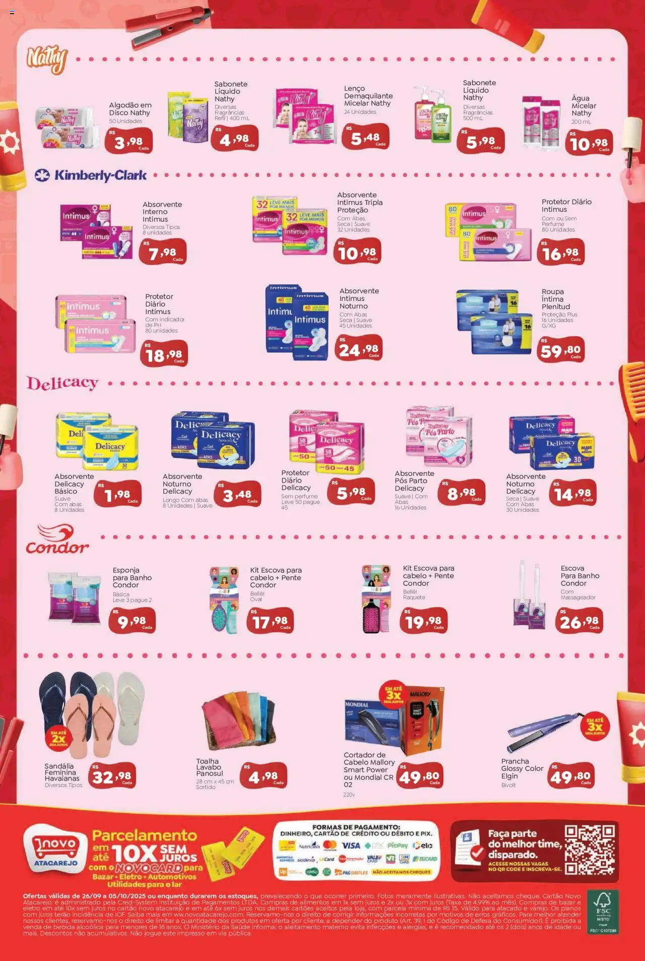 Novo Atacarejo Folheto - válido de 26.09.2025 | Página: 4 | Produtos: Esponja, Lenço, Demaquilante, Bebida