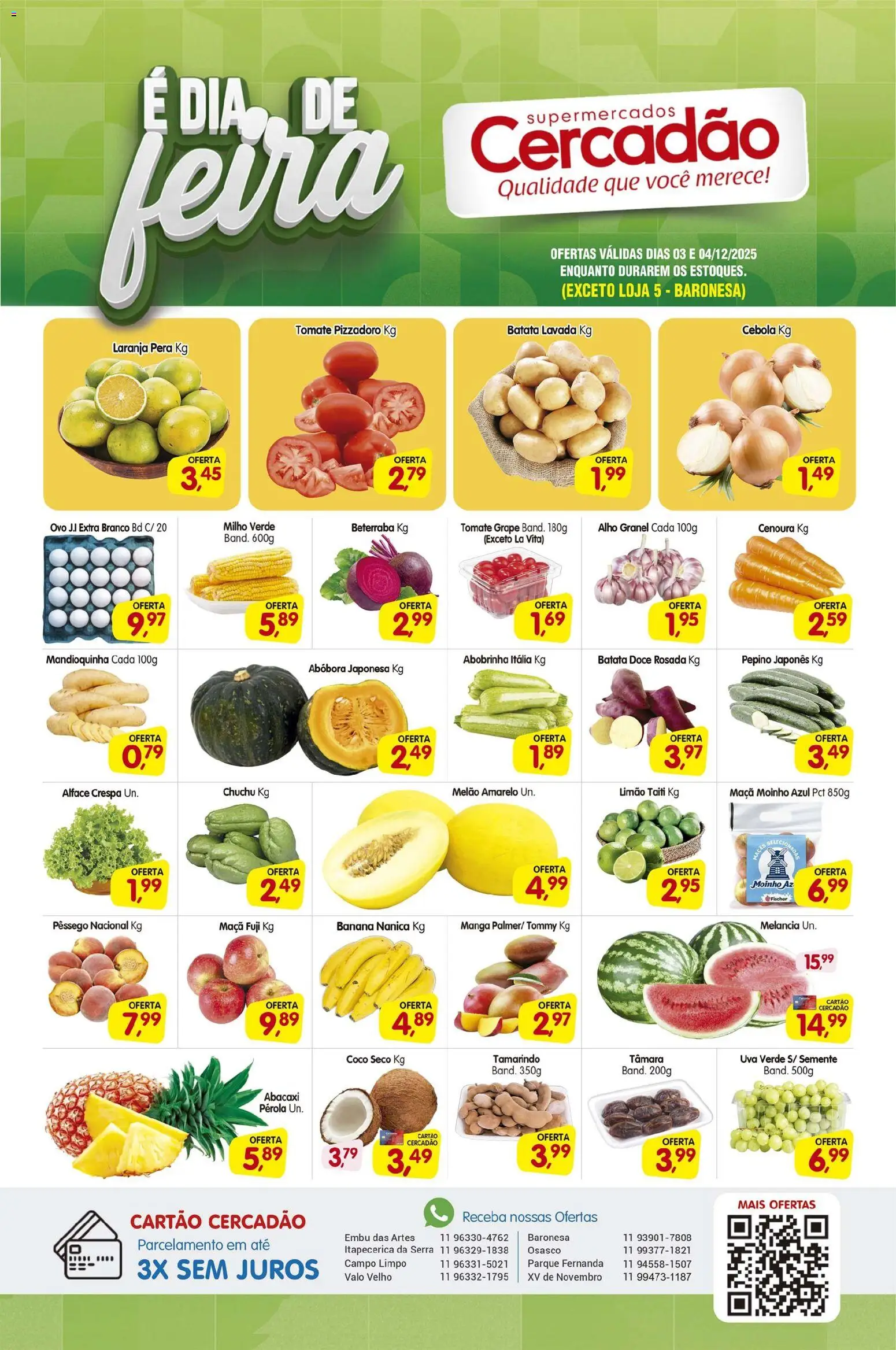 Cercadão Folheto - válido de 03.12.2025 | Página: 1 | Produtos: Pera, Mandioquinha, Milho verde, Abacaxi