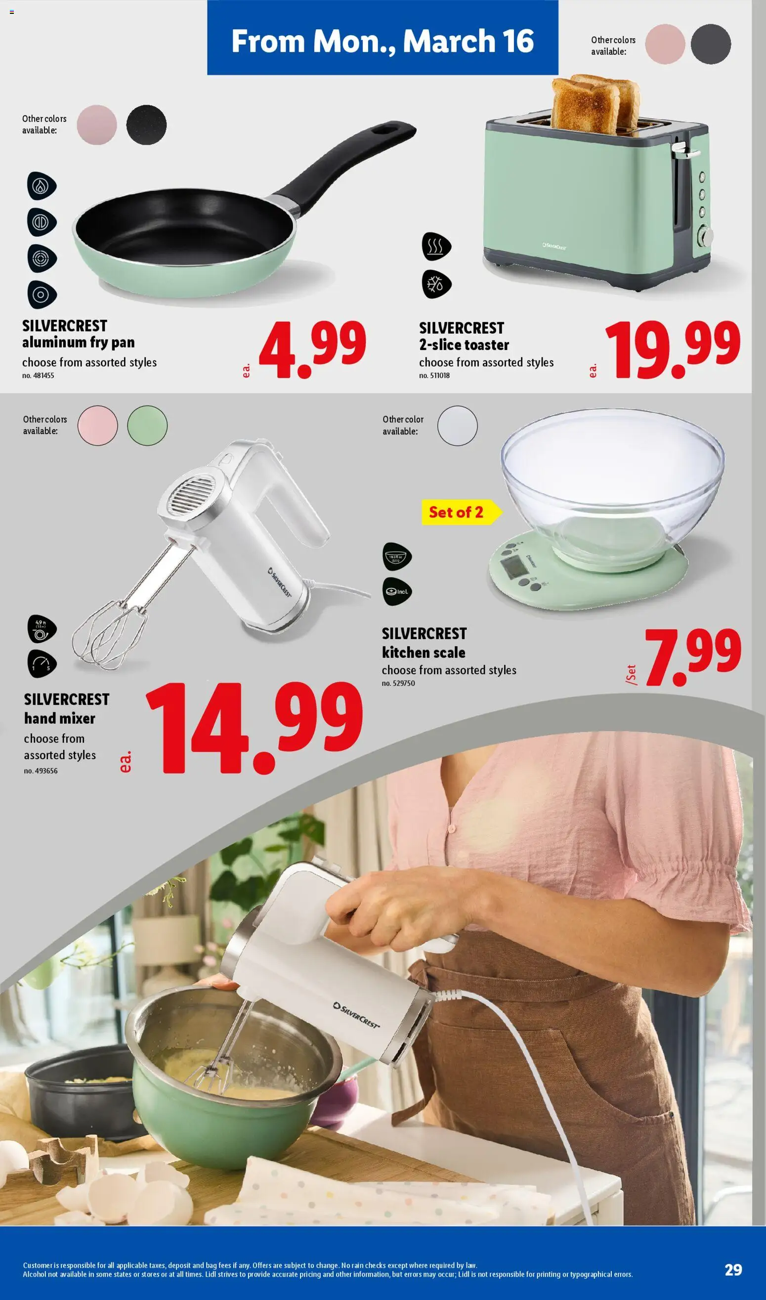 Lidl Weekly Ad - valid from 11.03.2026 | Page: 29 | Products: Toaster, Pan, Bag, Mixer