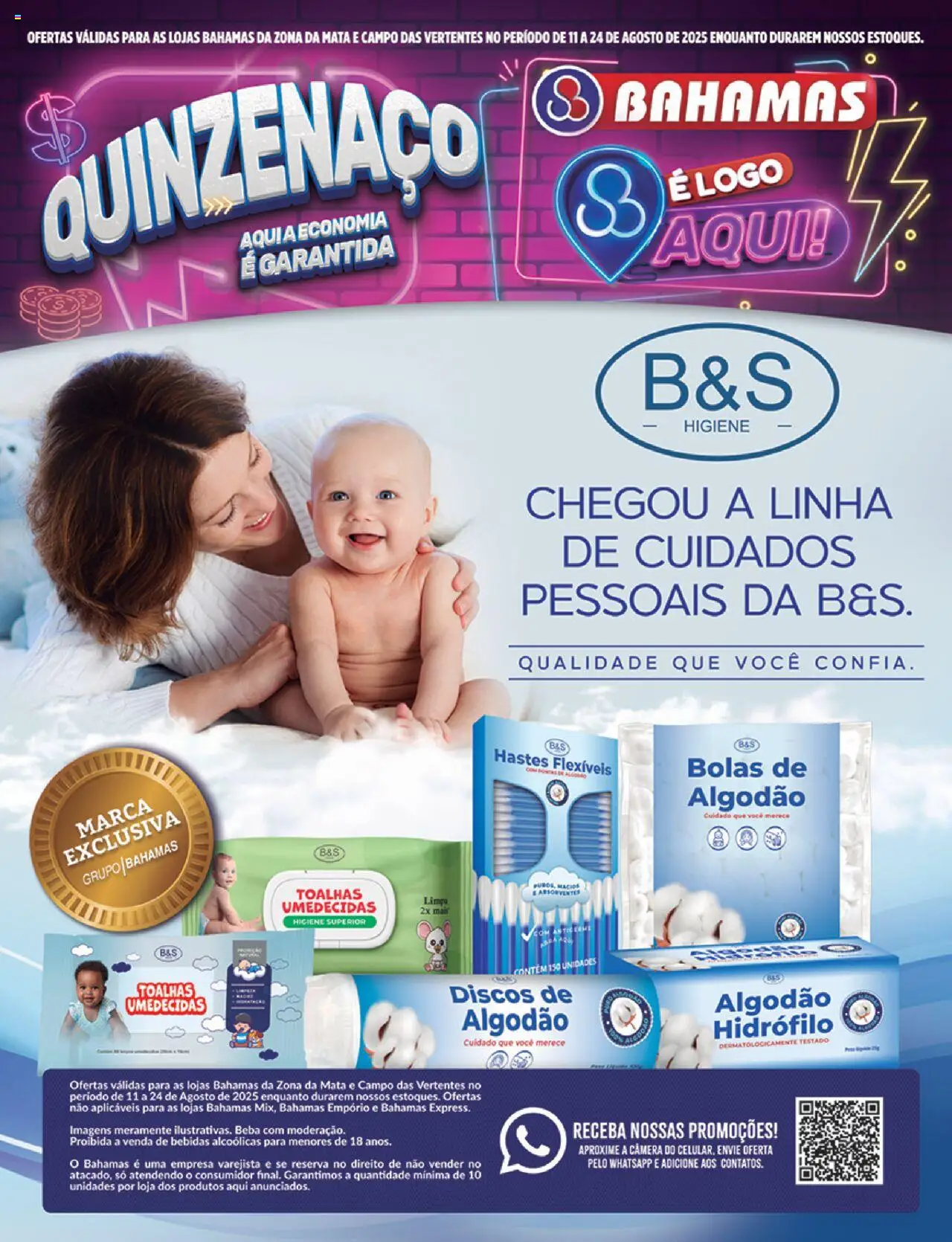 Bahamas Supermercados Folheto - válido de 11.08.2025 | Página: 1 | Produtos: Algodão, Câmera