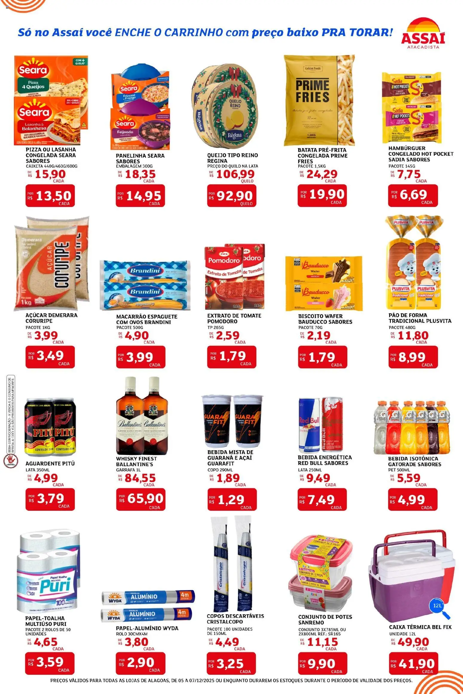 Assaí Atacadista Folheto - válido de 05.12.2025 | Página: 2 | Produtos: Biscoito, Hambúrguer, Potes, Copos