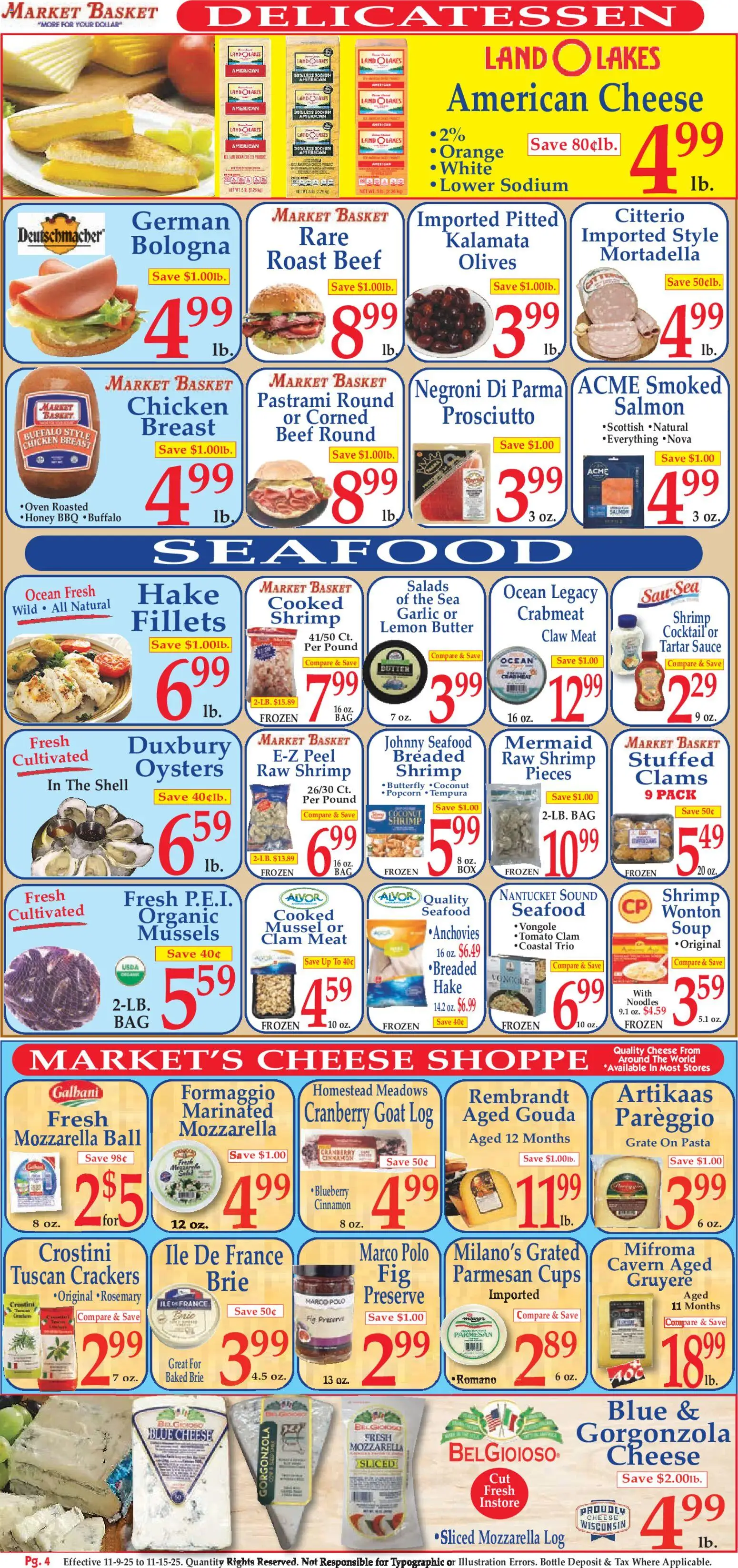 Market Basket Ad - valid from 09.11.2025 | Page: 4 | Products: Grate, Beef, Seafood, Bag