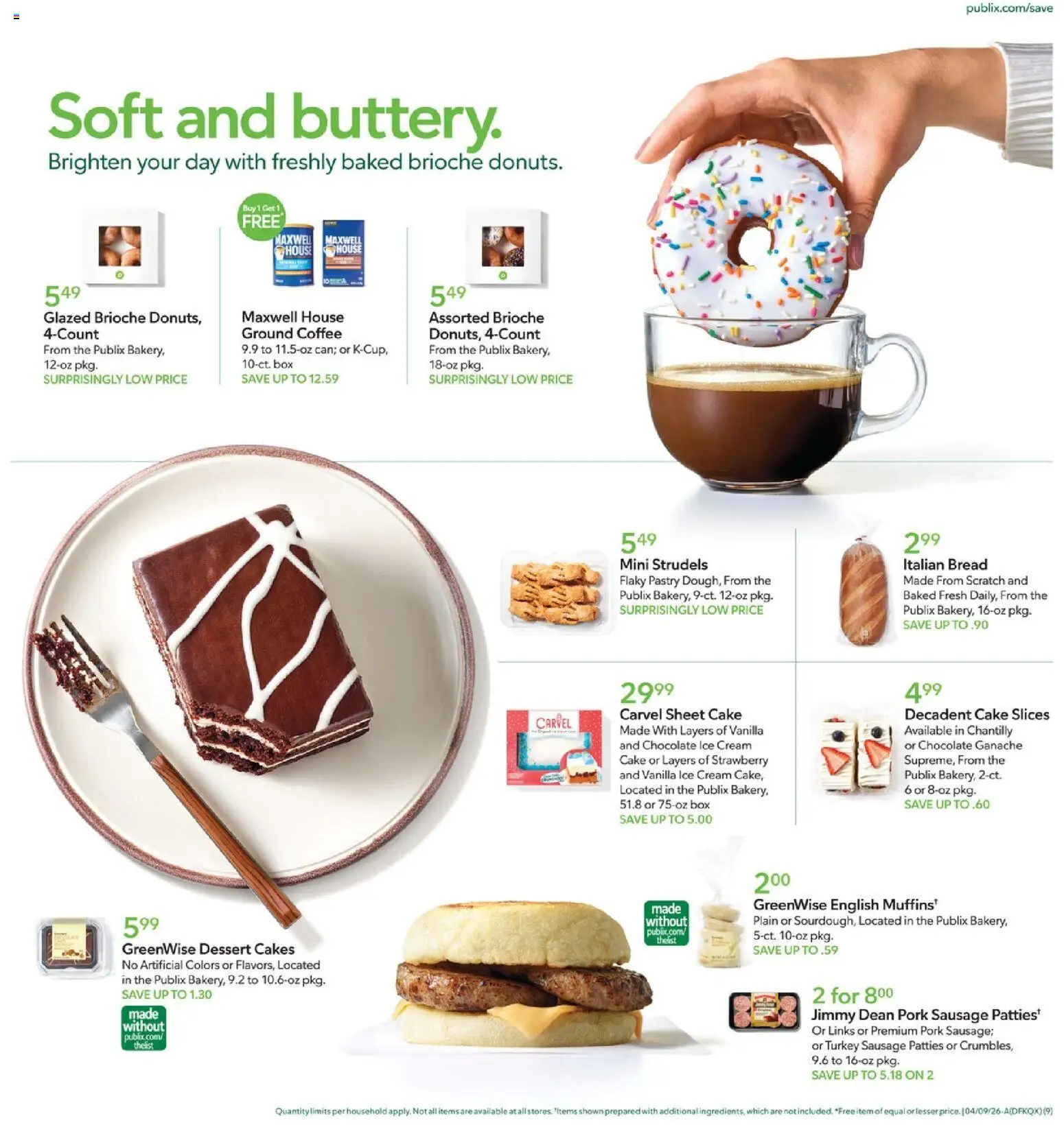 Publix Weekly Ad - valid from 08.04.2026 | Page: 9 | Products: Box, Coffee, Pork, Sheet