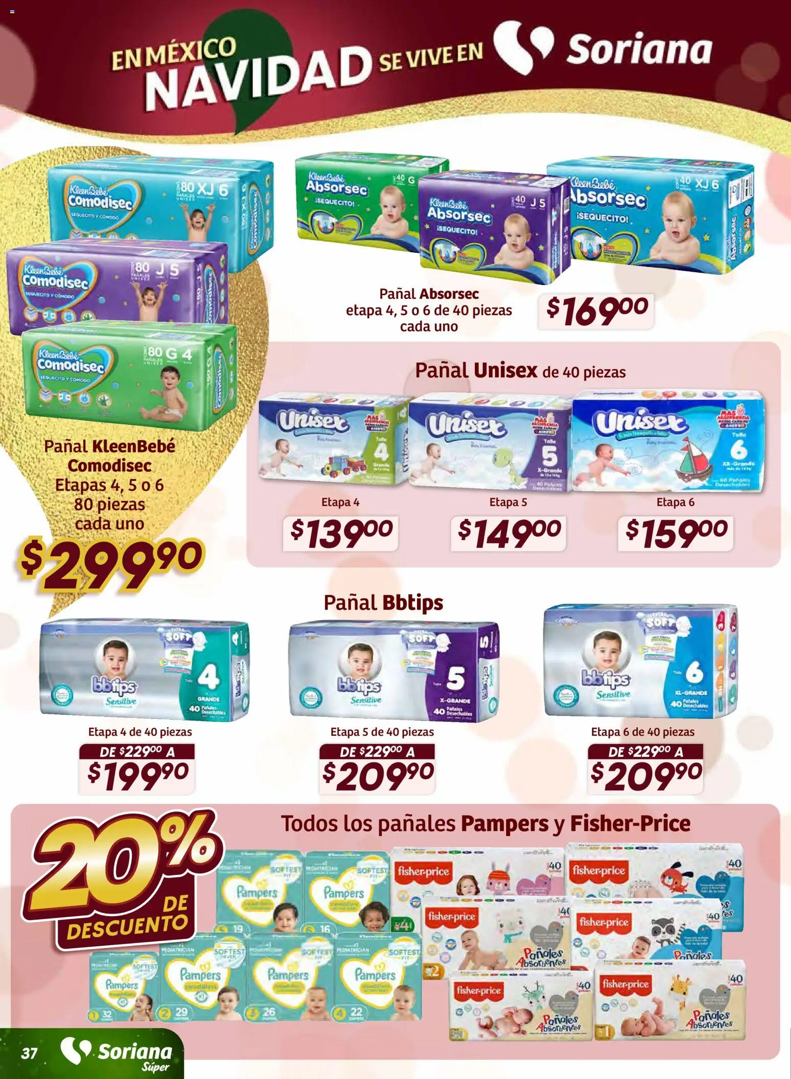 Nuevas ofertas de Soriana válidas en toda la República Mexicana desde el 11.12.2025. ¡Encuentra las mejores ofertas en Soriana - Preciazazaso Súper: Frontera Chih, Coah, Tamaulipas! | Página: 37 | Productos: Pañales