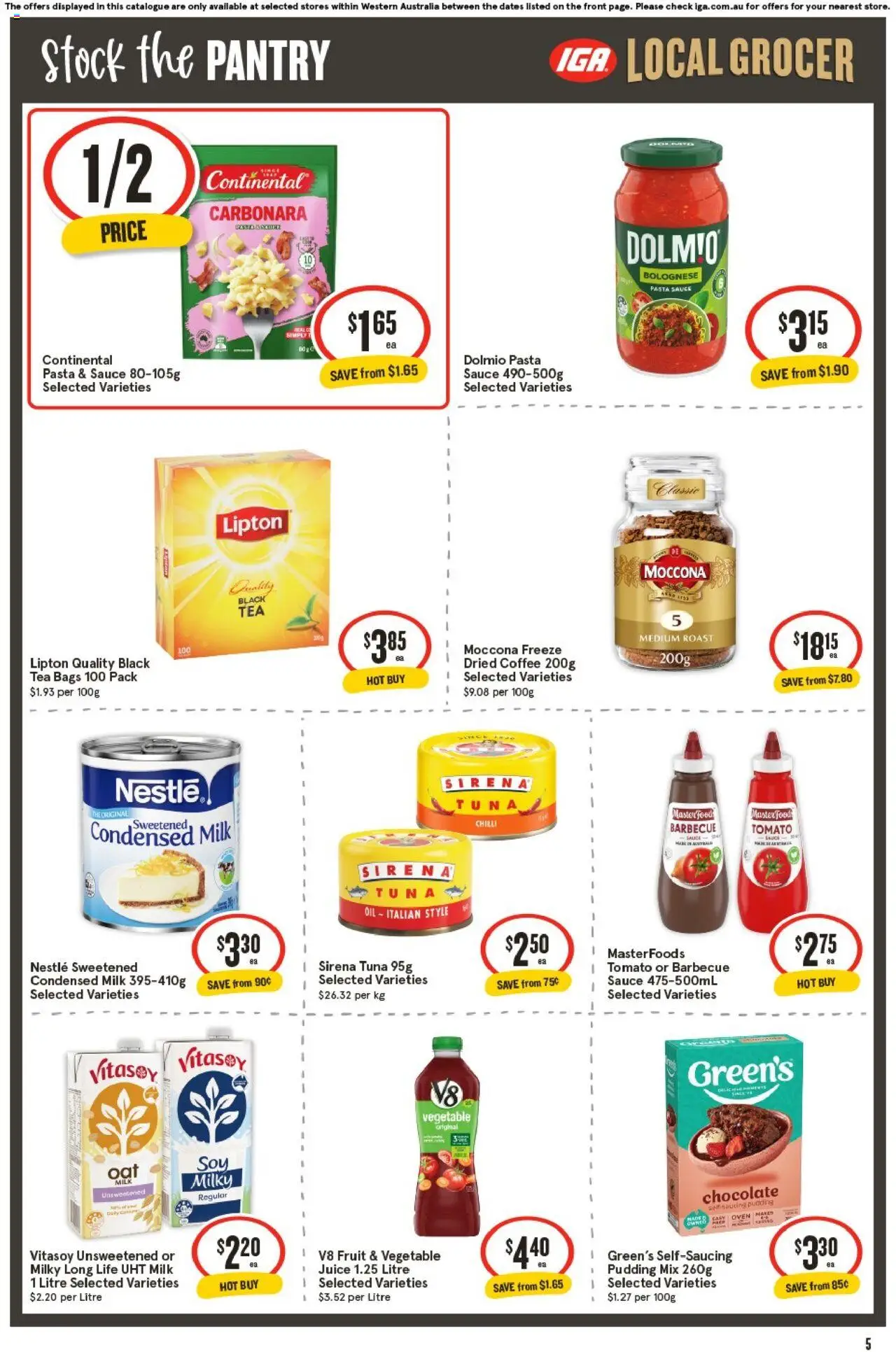 IGA catalogue - valid from 22.10.2025 | Page: 5 | Products: Coffee, Juice, Pasta, Sauce