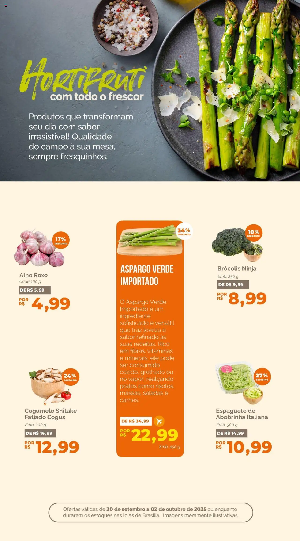 Oba Hortifruti Folheto - válido de 30.09.2025 | Página: 4 | Produtos: Abobrinha, Alho, Cogumelo, Brócolis