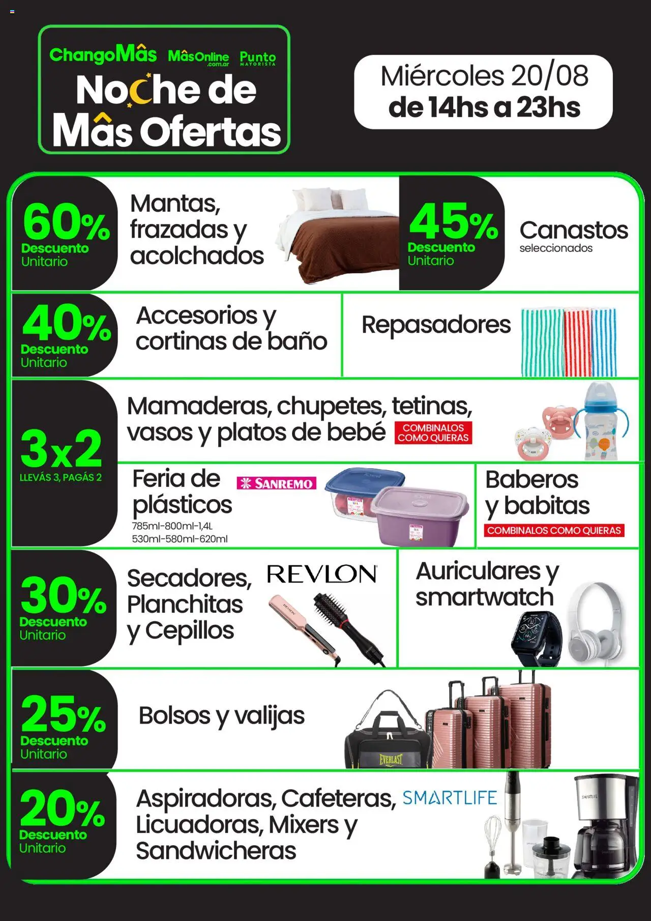 Changomas Noche de ofertas │ válido desde el 20.08.2025 | Página: 5 | Productos: Auriculares, Cortinas, Baño, Vasos