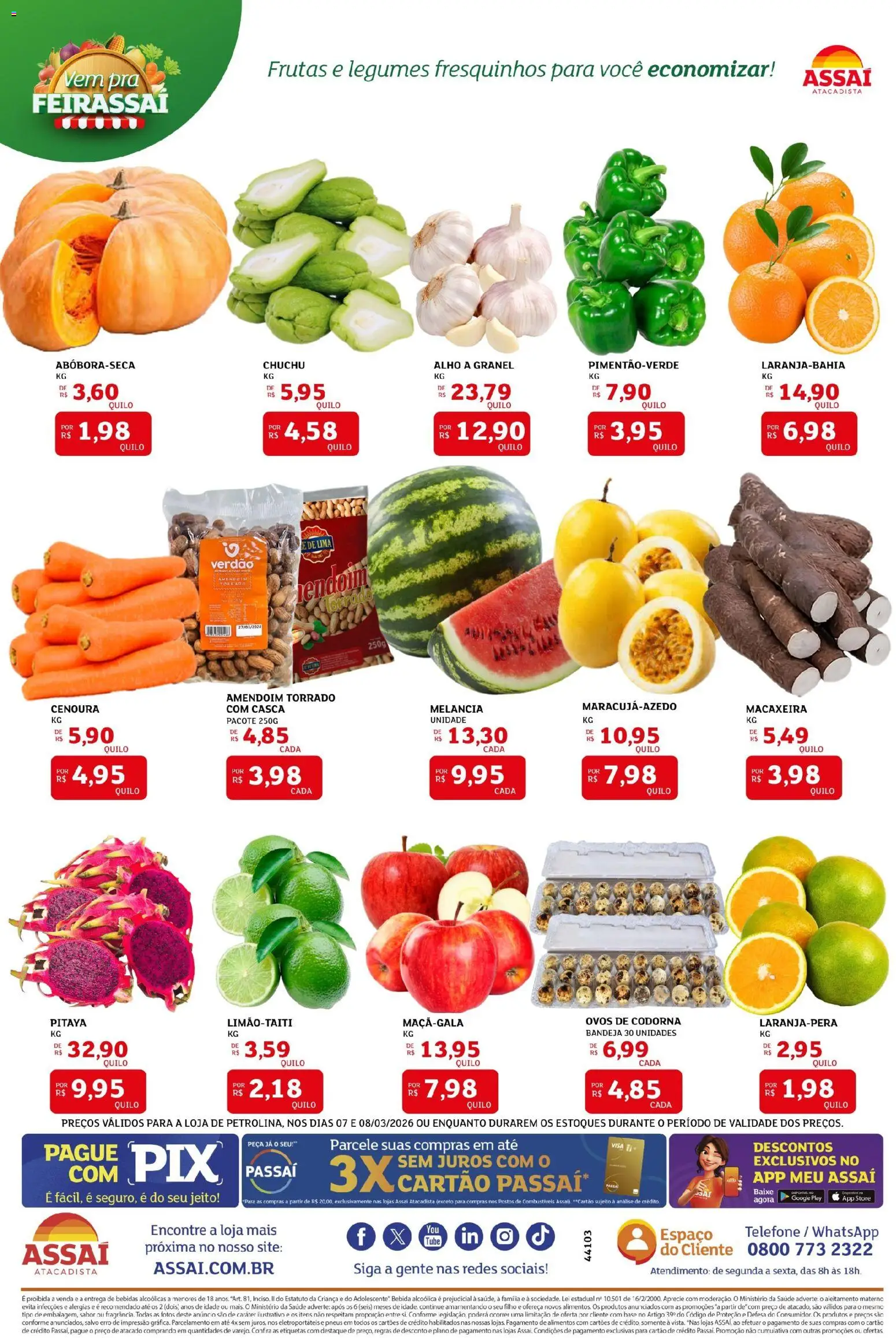 Assaí Atacadista Folheto - válido de 07.03.2026 | Página: 3 | Produtos: Amendoim, Ovos, Pneus, Bebida