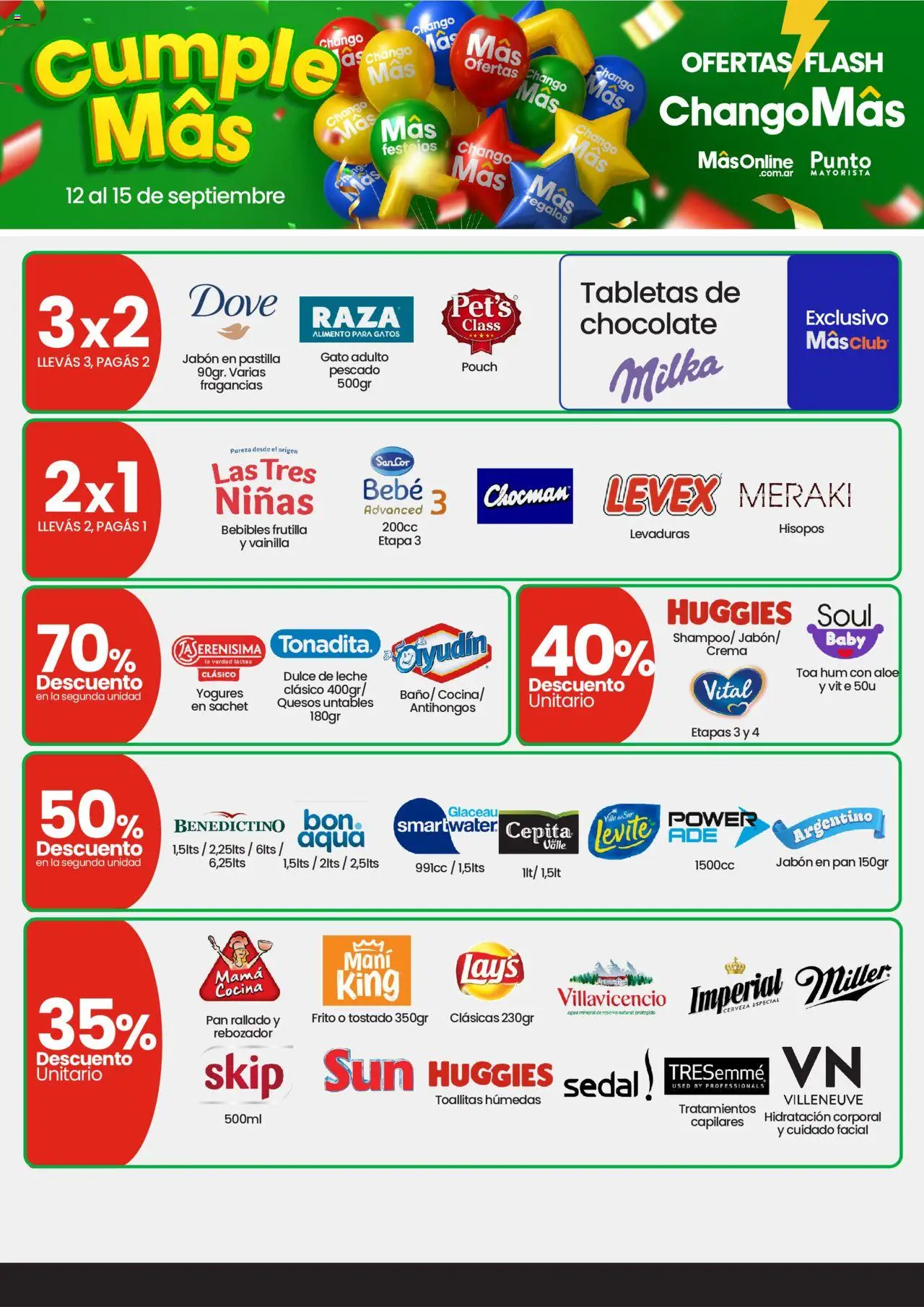 Changomas ofertas flash │ válido desde el 12.09.2025 | Página: 2 | Productos: Frutilla, Toallitas húmedas, Mani, Crema