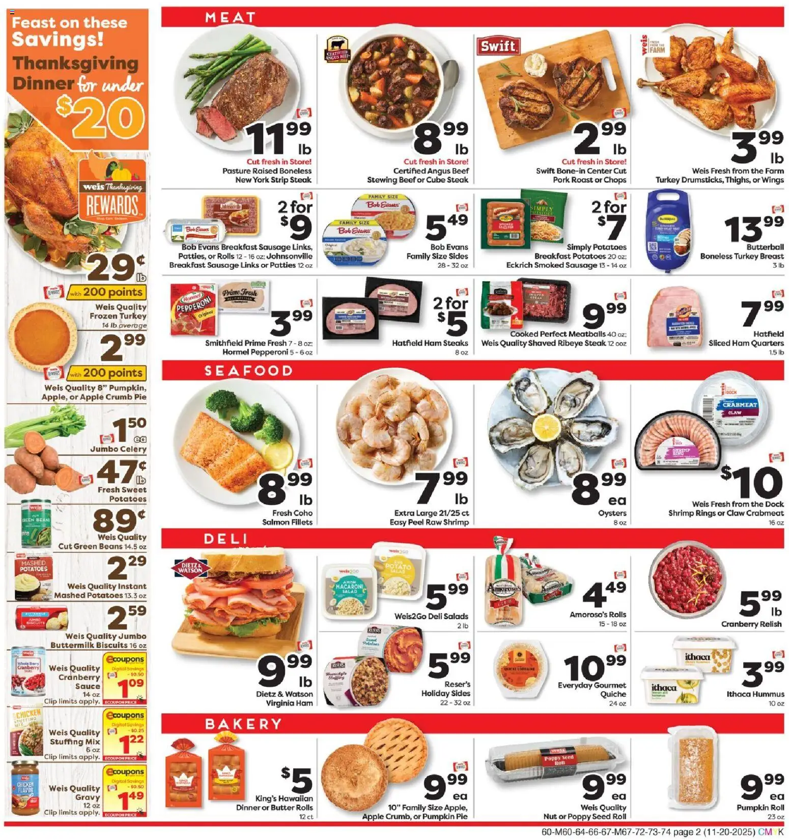 Weis Weekly Circular - MD - valid from 20.11.2025 | Page: 2 | Products: Bakery, Pork, Pumpkin Pie, Pumpkin