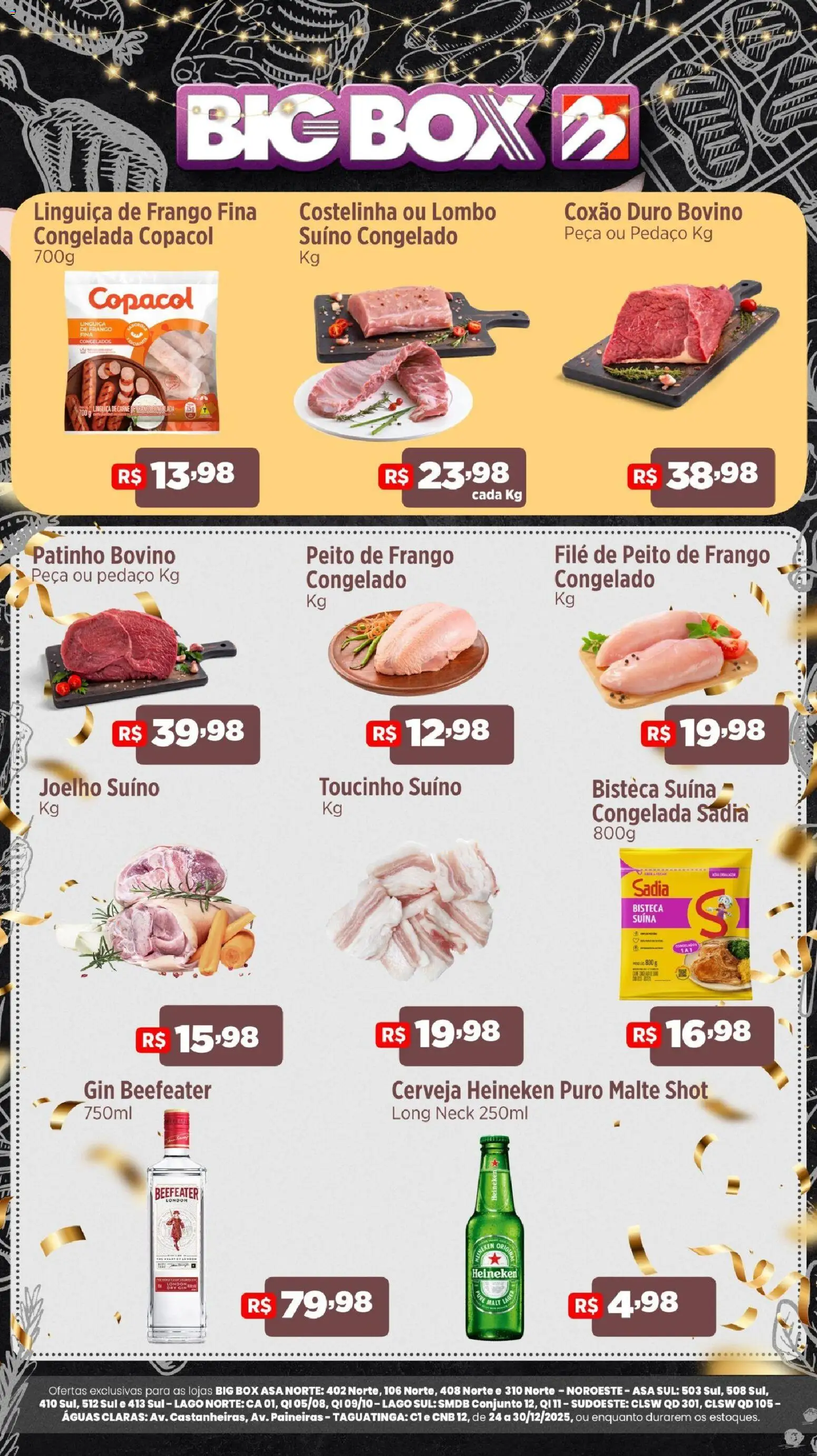 Big Box Folheto - válido de 24.12.2025 | Página: 2 | Produtos: Linguiça, Gin, Heineken, Peito de frango