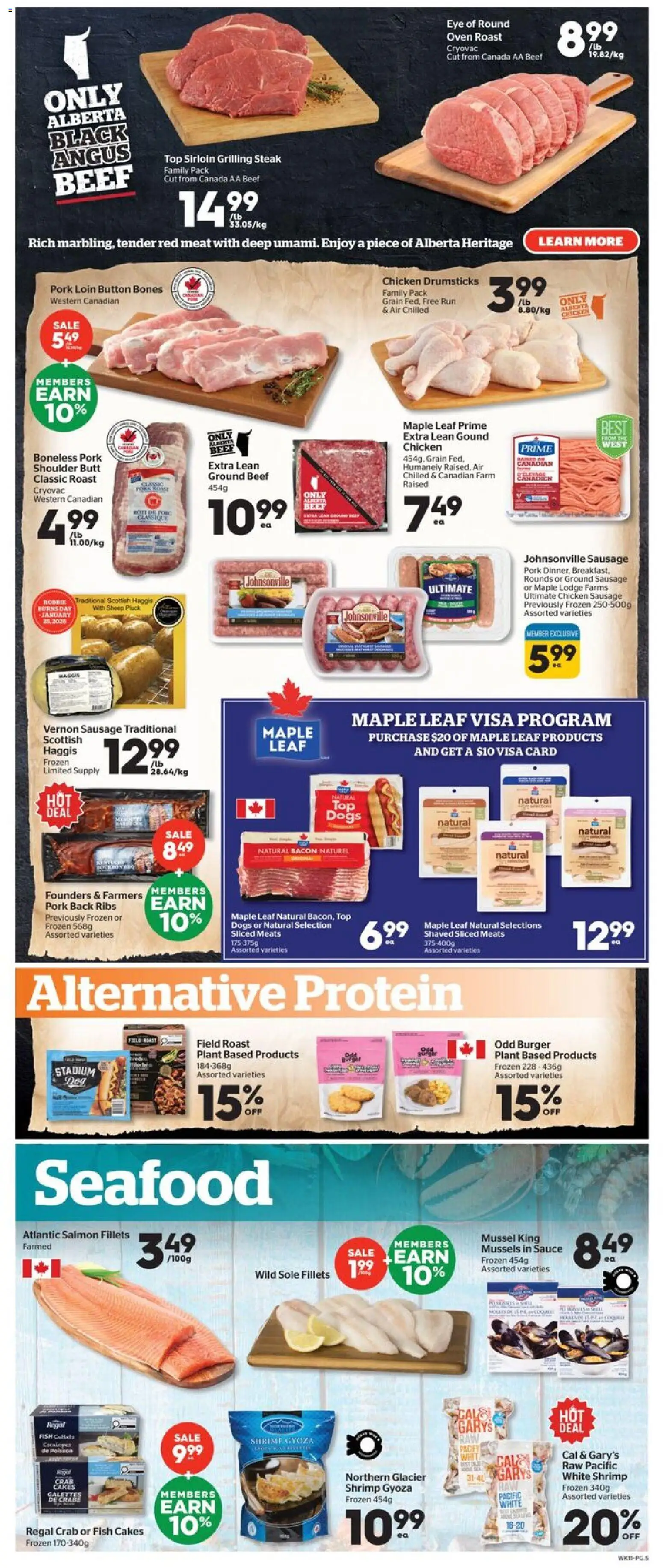 Calgary Co-op flyer valid from 15.01.2026 | Page: 5 | Products: Fish, Beef, Chicken, Pork