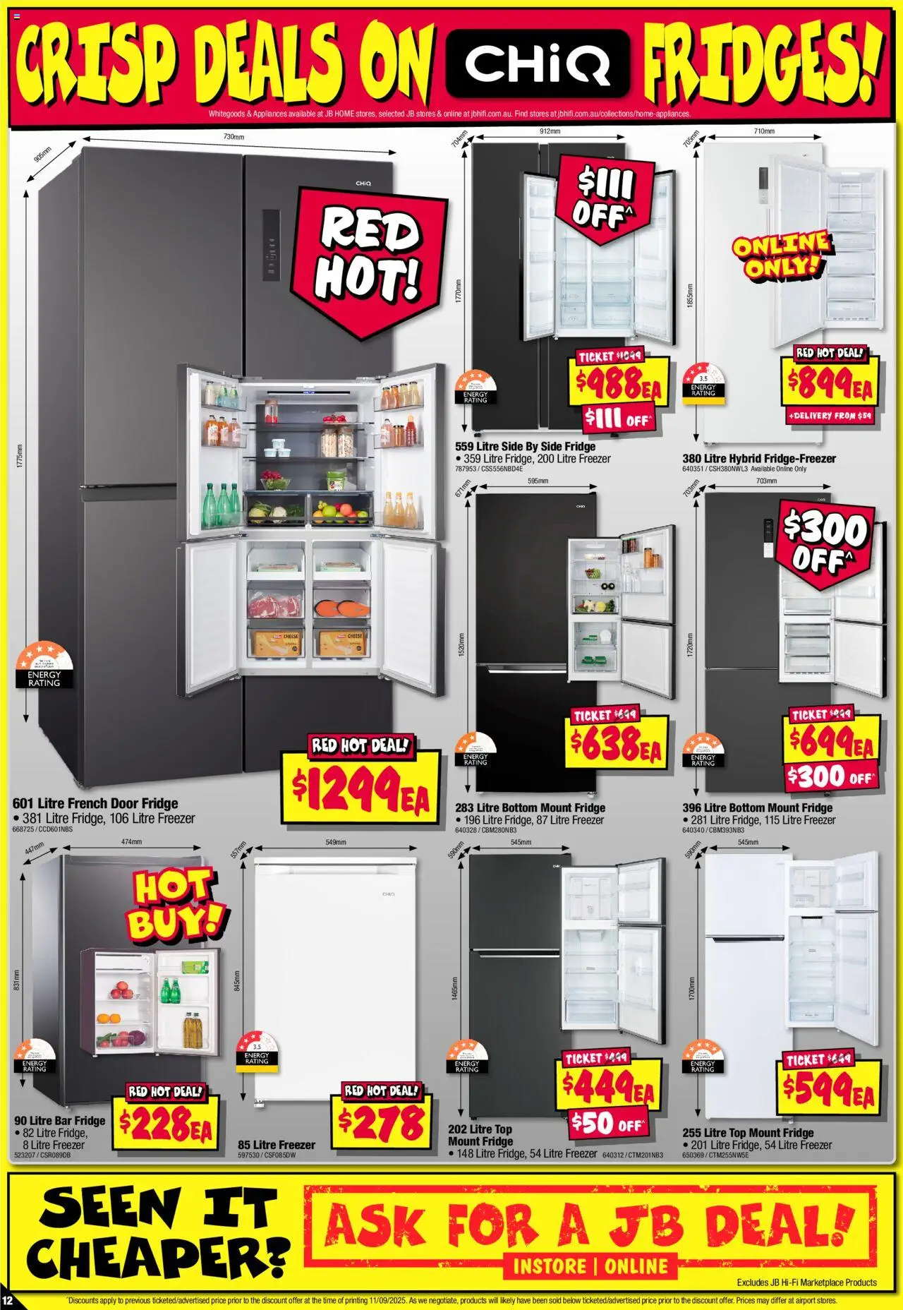 JB Hi-Fi catalogue - valid from 25.09.2025 | Page: 12 | Products: Door, Cheese, Fridge, Freezer