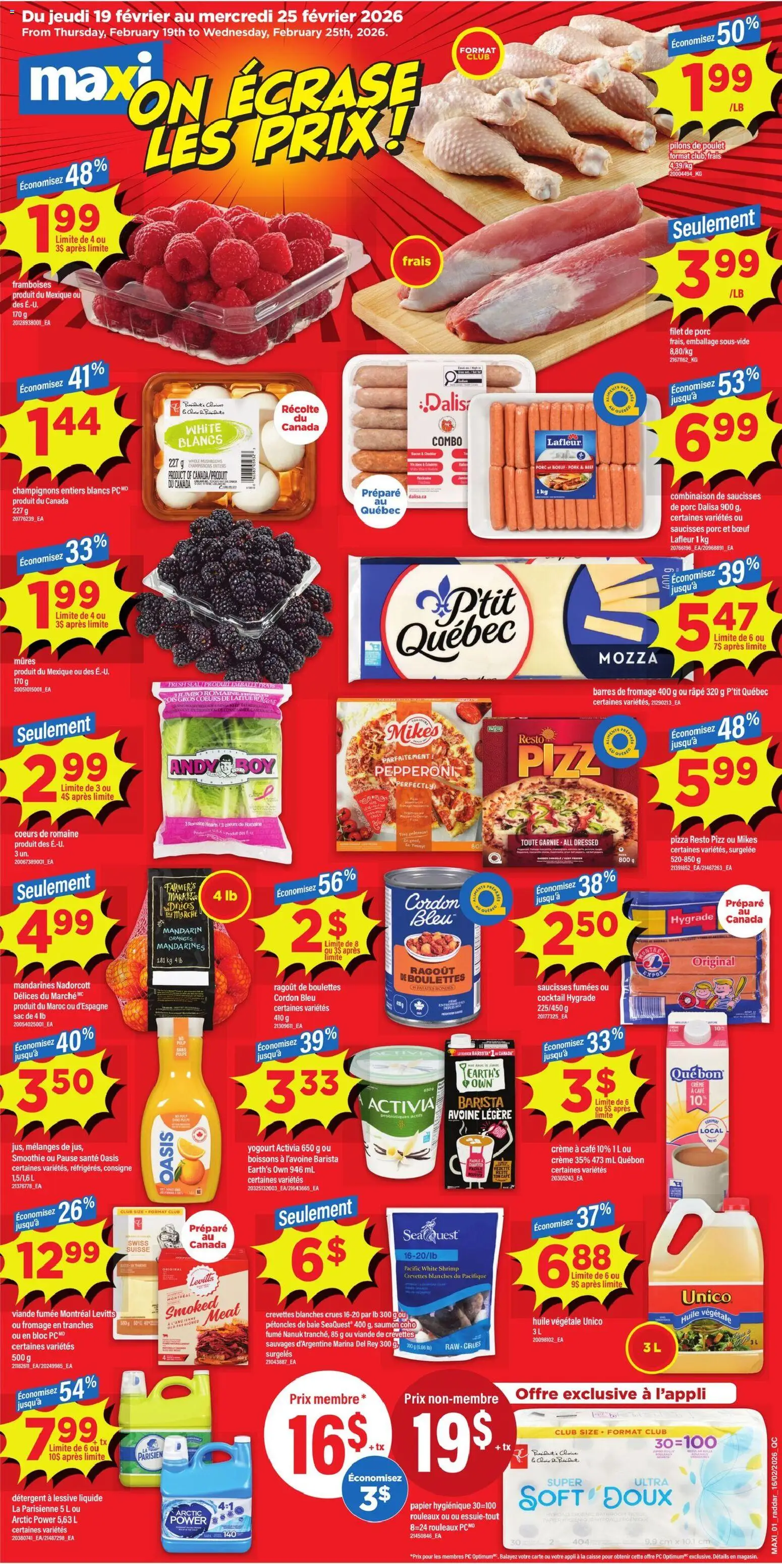 Maxi flyer valid from 19.02.2026 | Page: 1 | Products: Beef, Pizza, Pork, Oranges