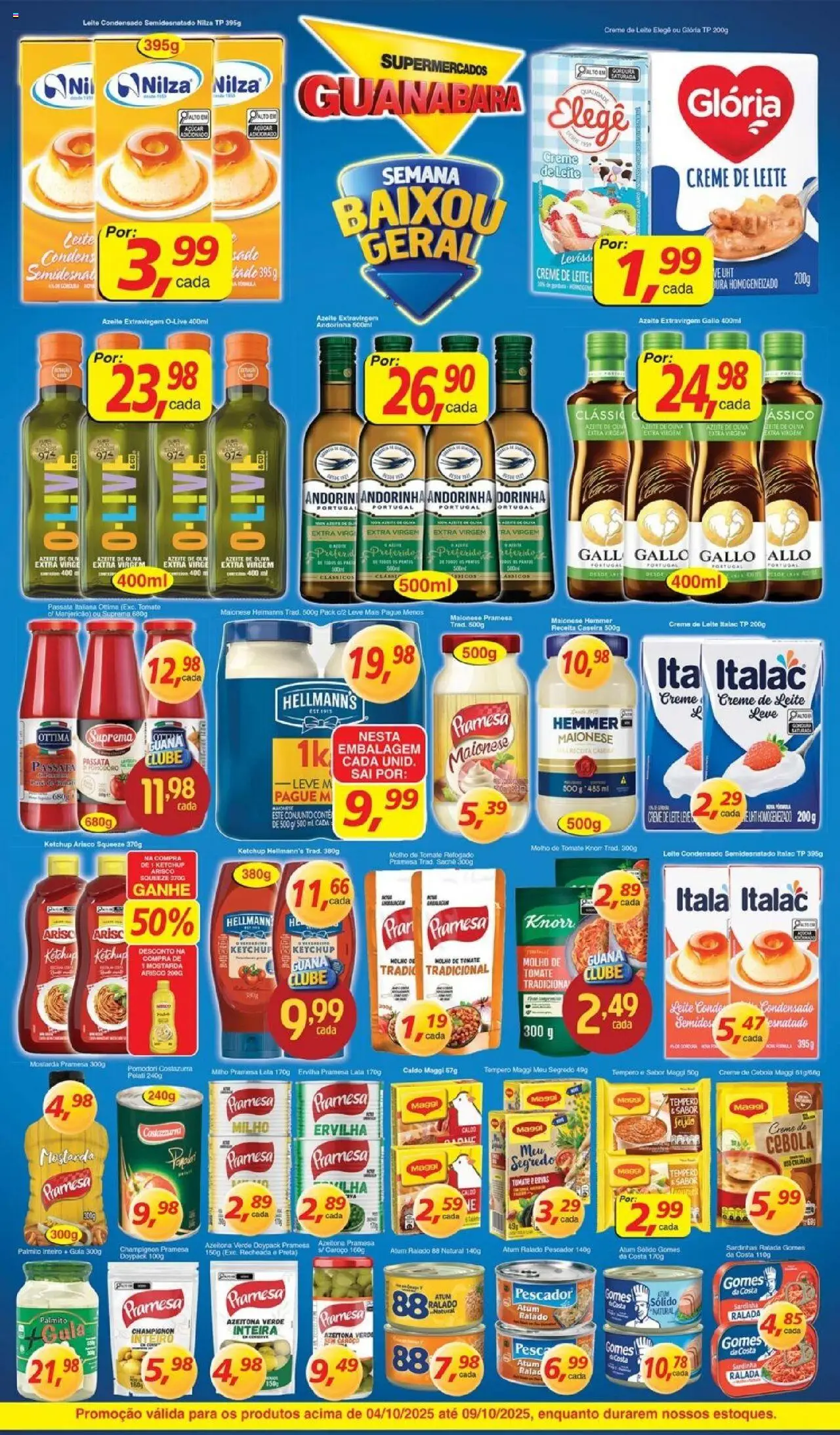 Supermercados Guanabara Folheto - válido de 04.10.2025 | Página: 3 | Produtos: Molho de tomate, Creme, Knorr, Leite condensado