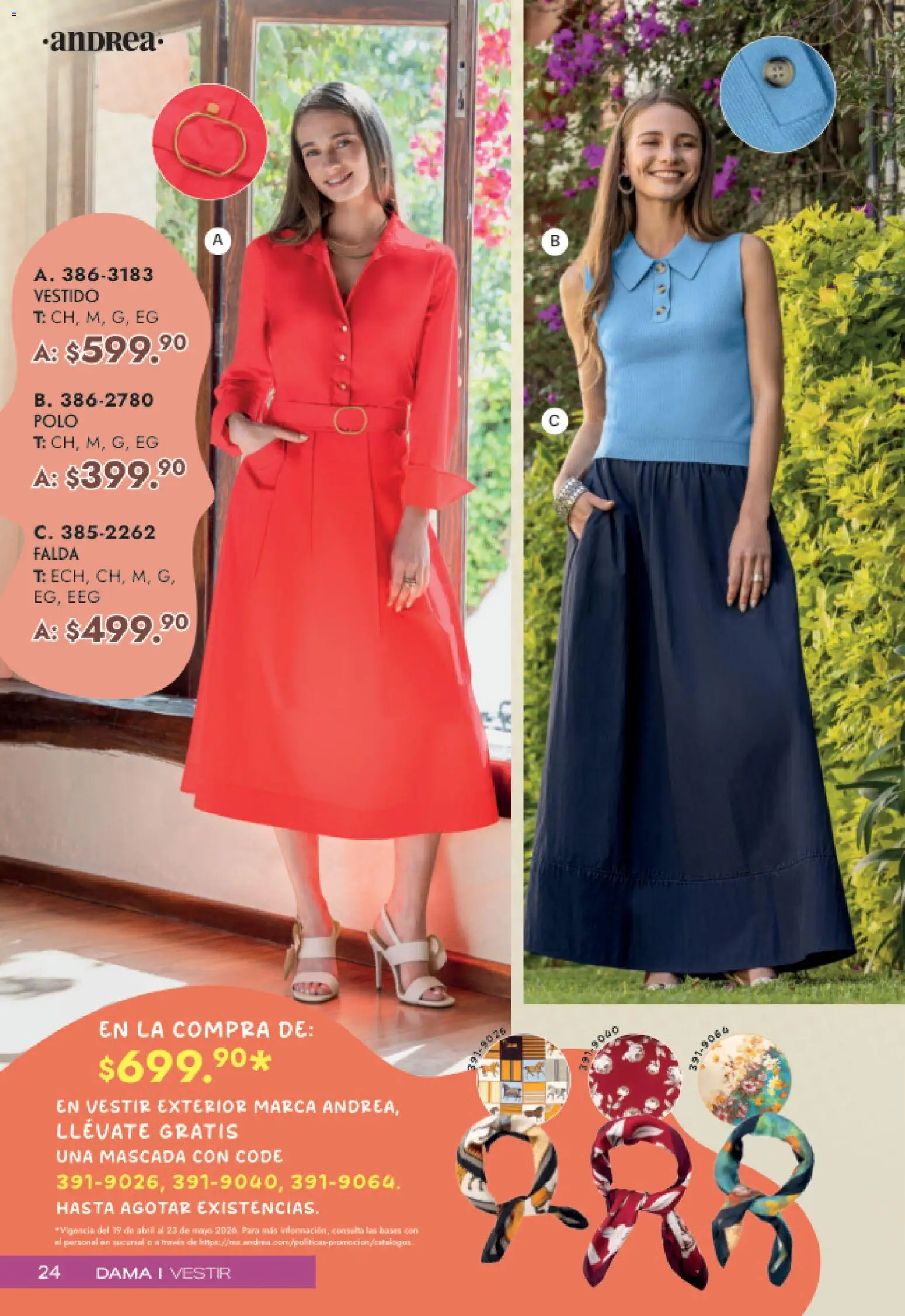 Nuevas ofertas de Andrea válidas en toda la República Mexicana desde el 19.04.2026. ¡Encuentra las mejores ofertas en Andrea catálogo Mamá y Peques! | Página: 24 | Productos: Vestido, Falda