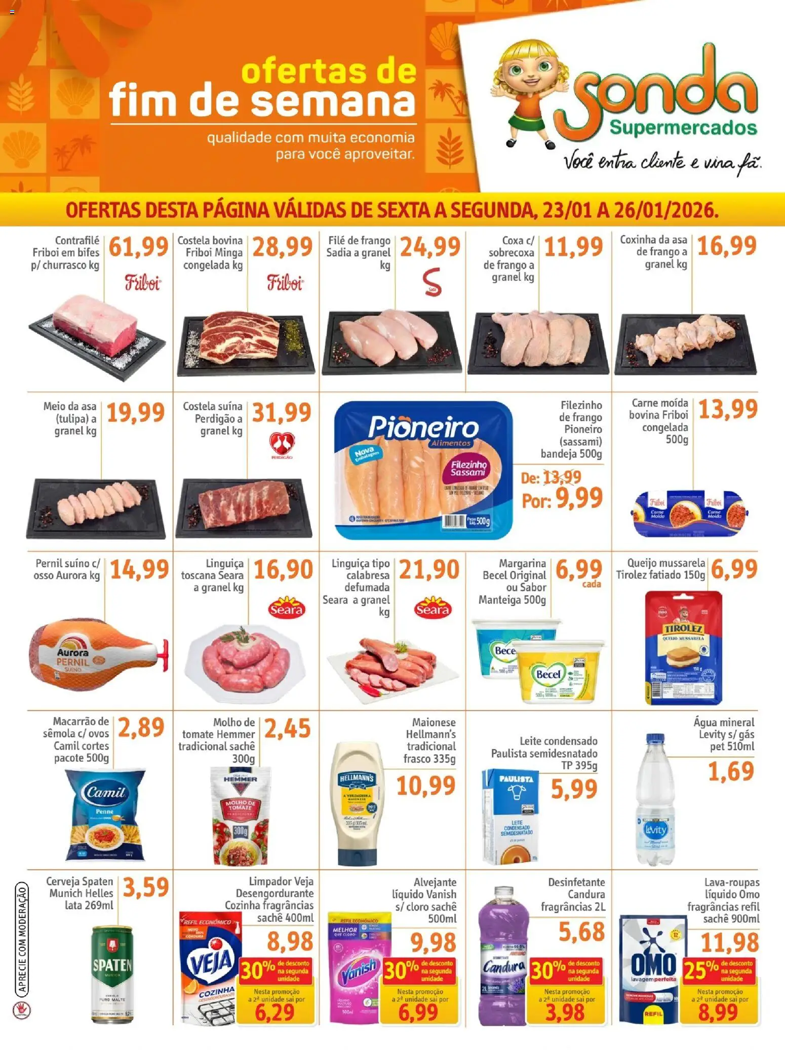Sonda Folheto - válido de 23.01.2026 | Página: 1 | Produtos: Cloro, Alvejante, Pernil, Manteiga