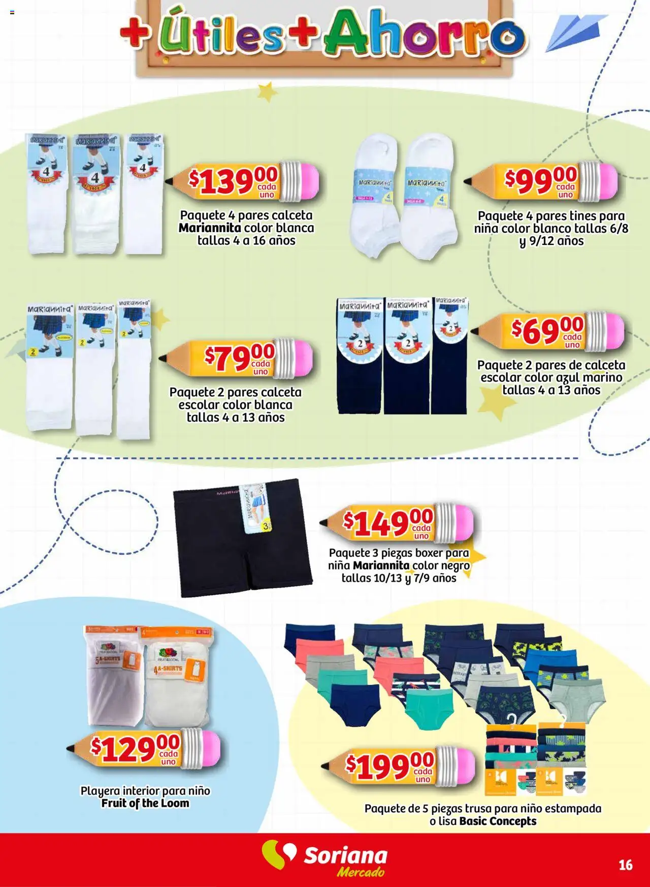 Nuevas ofertas de Soriana válidas en toda la República Mexicana desde el 14.08.2025. ¡Encuentra las mejores ofertas en Soriana - Más Útiles más Ahorro Mercado Nacional! | Página: 16 | Productos: Playera