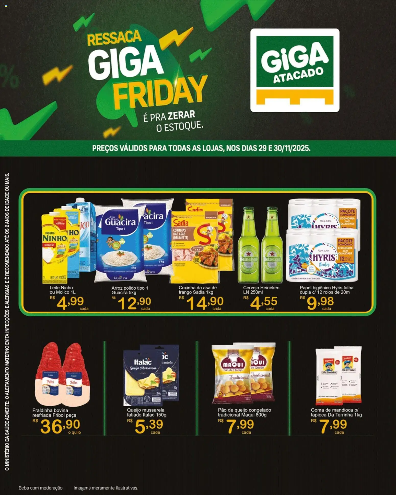 GIGA Atacado Folheto - válido de 29.11.2025 | Página: 1 | Produtos: Mandioca, Fraldinha, Arroz, Pão de queijo