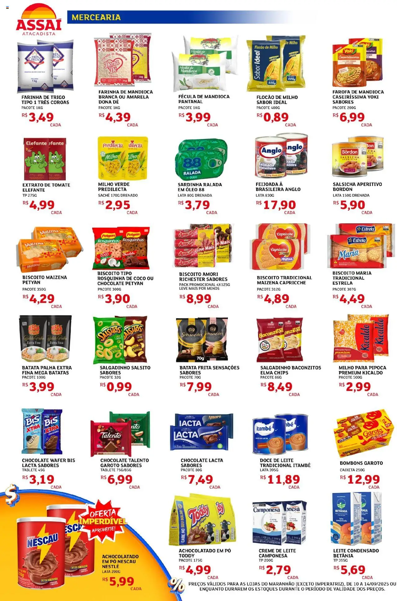 Assaí Atacadista Folheto - válido de 10.09.2025 | Página: 2 | Produtos: Mandioca, Achocolatado, Farinha de trigo, Leite condensado