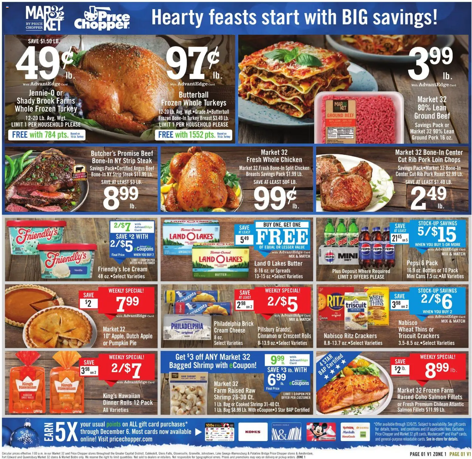 Price Chopper Weekly Ad - valid from 23.11.2025 | Page: 1 | Products: Butter, Cheese, Beef, Ice cream