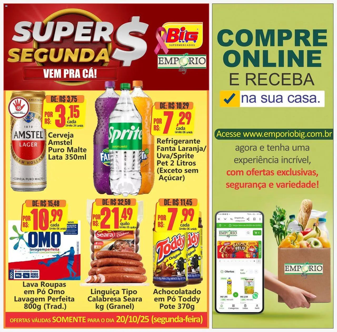 Big Supermercados Folheto - válido de 20.10.2025 | Página: 1 | Produtos: Fanta, Roupas, Açúcar, Refrigerante
