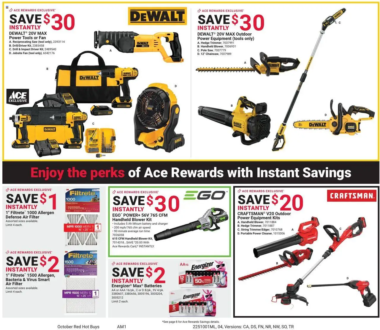 ACE Hardware Weekly Ad - valid from 01.10.2025 | Page: 4 | Products: Saw, Battery, Air Filter, Fan