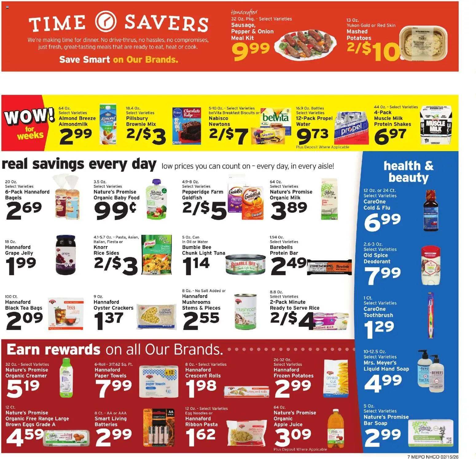 Hannaford Weekly Ad - valid from 15.02.2026 | Page: 9 | Products: Milk, Juice, Deodorant, Pepper