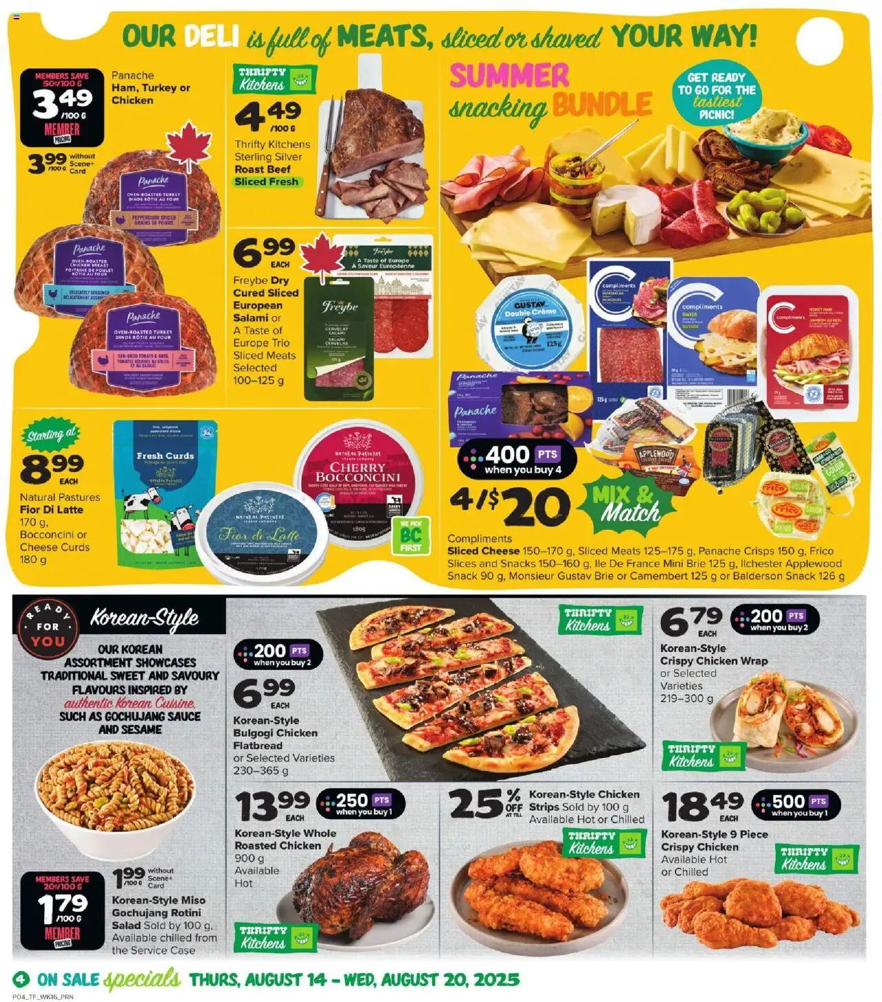 Thrifty Foods flyer valid from 14.08.2025 | Page: 6 | Products: Case, Cheese, Ham, Chicken