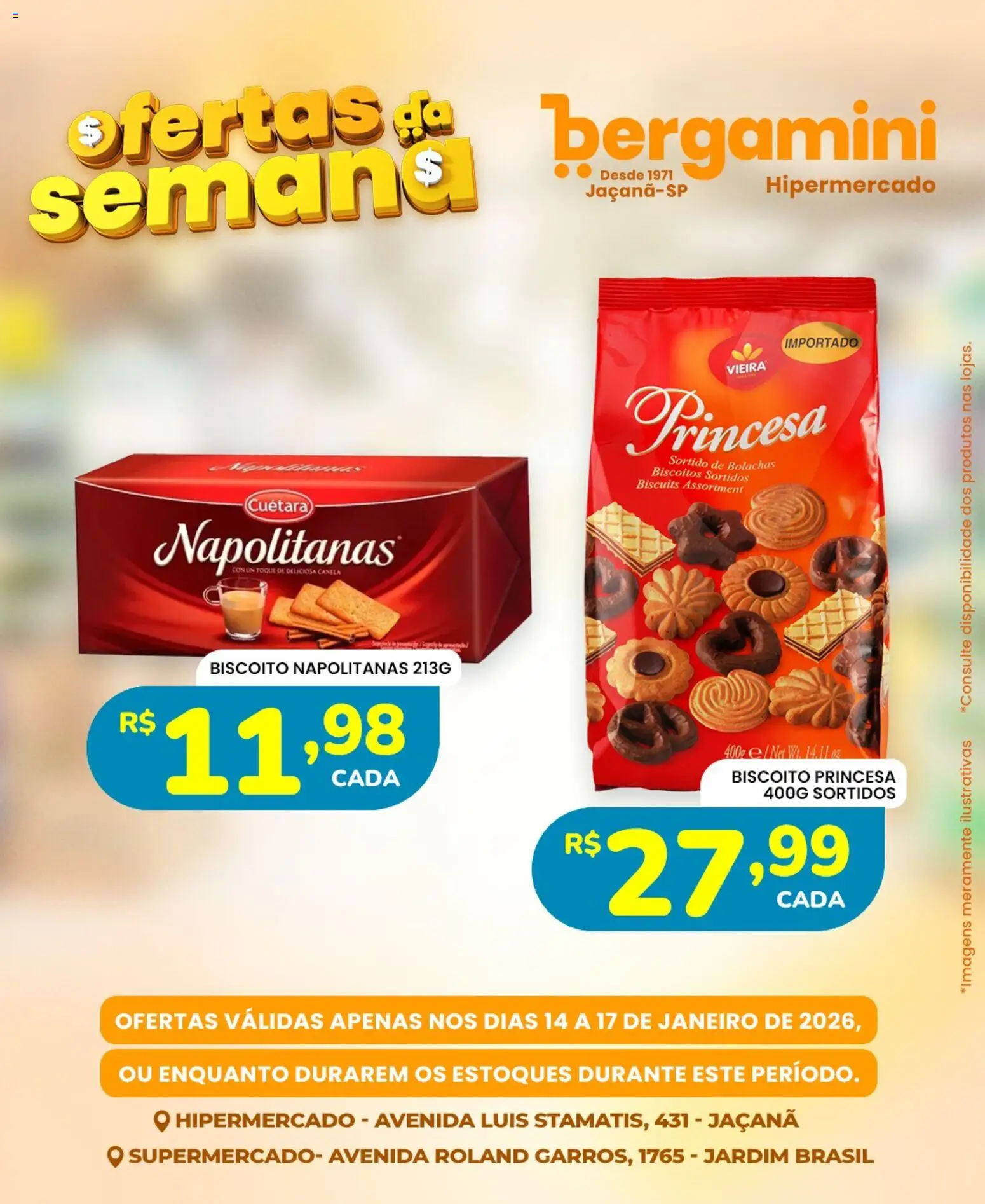 Supermercado Bergamini Folheto - válido de 14.01.2026 | Página: 16 | Produtos: Biscoito, Biscoitos
