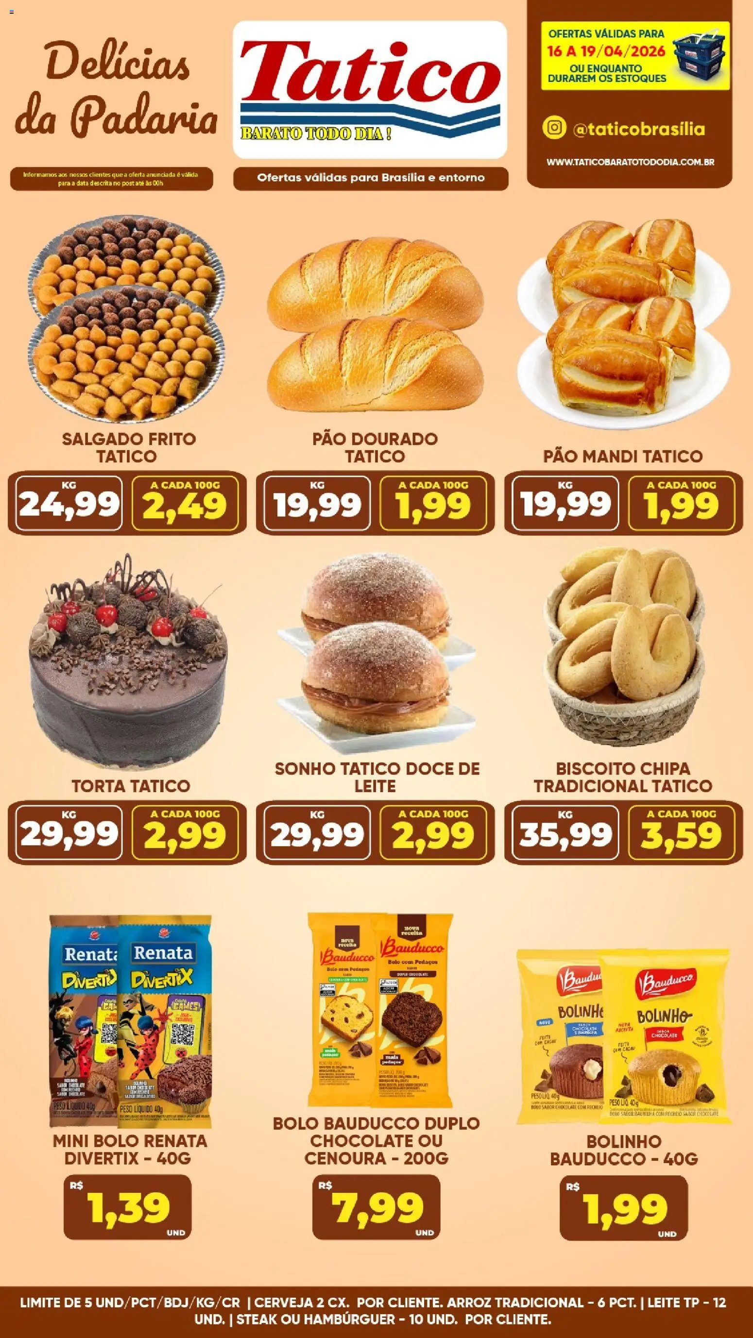 Tatico Folheto - válido de 20.04.2026 | Página: 44 | Produtos: Leite, Pão, Chocolate, Hambúrguer
