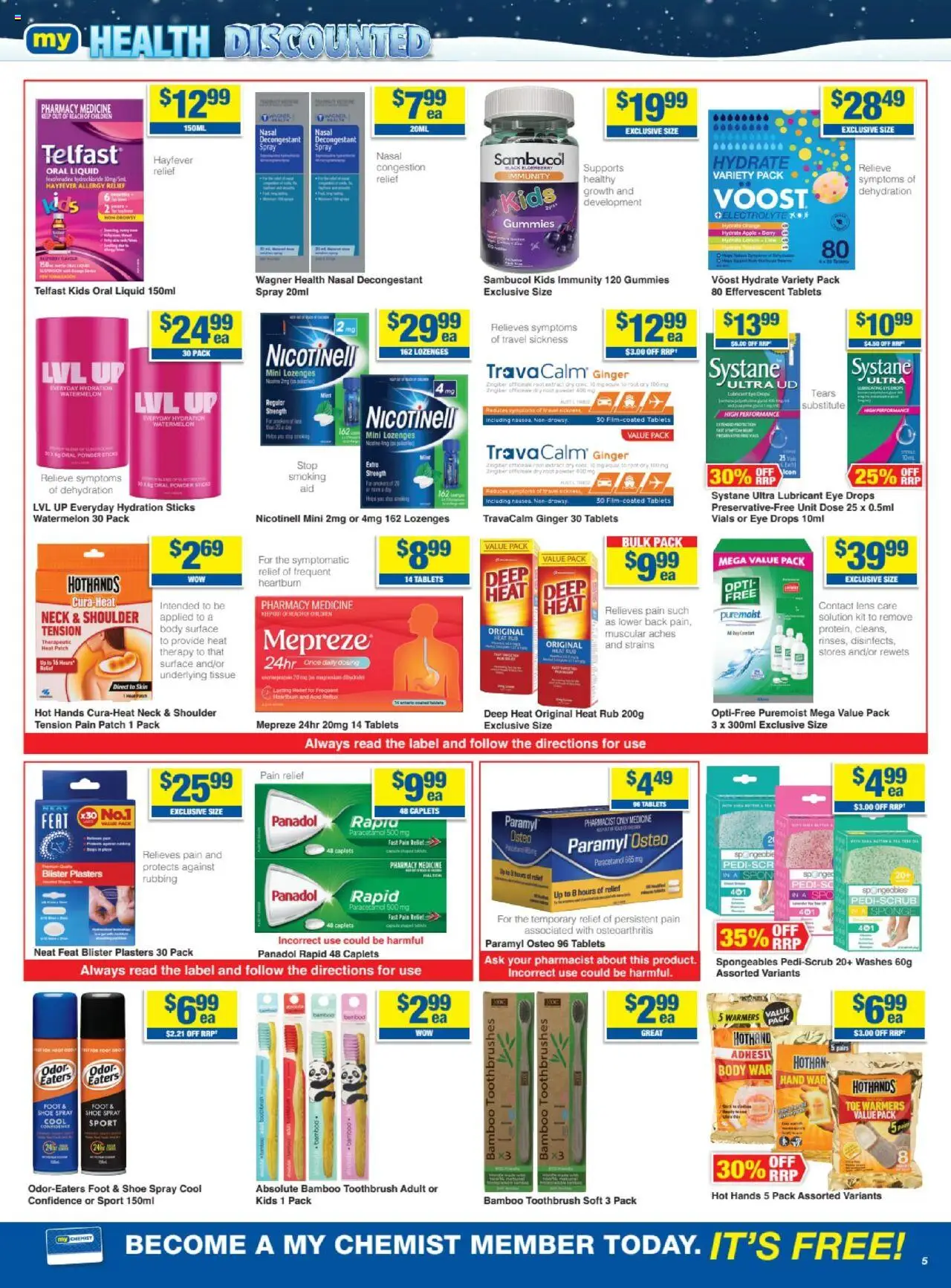 My Chemist catalogue - valid from 19.06.2025 | Page: 5 | Products: Sponge, Tablets, Pain relief, Allergy