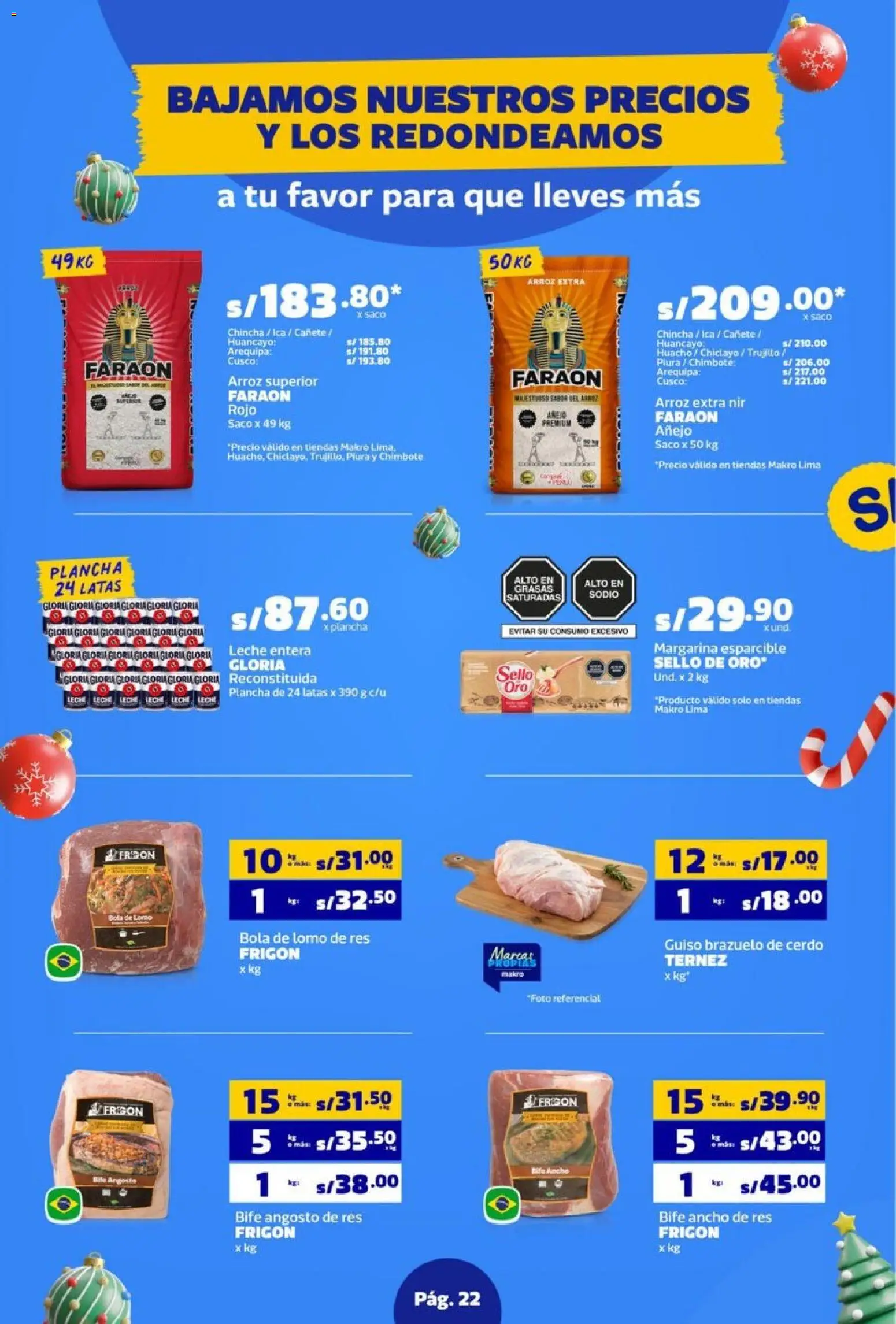 Catálogo Makro válido desde 06.11.2025 | Página: 22 | Productos: Leche, Cerdo, Arroz, Saco